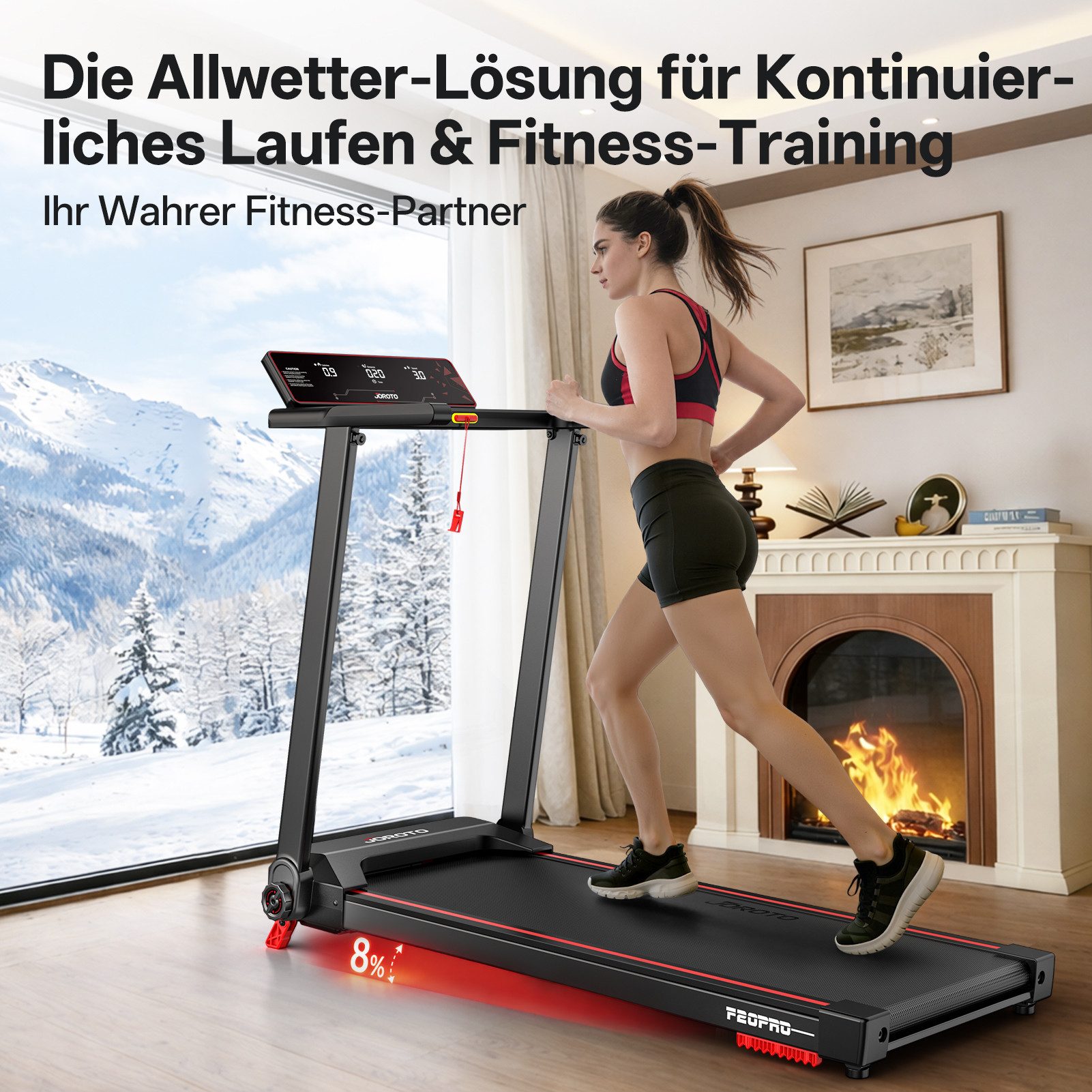 JOROTO Laufband JOROTO Klapplaufband: 2,5 PS, 10% Steigung, 12 km/h, 130kg Belastung
