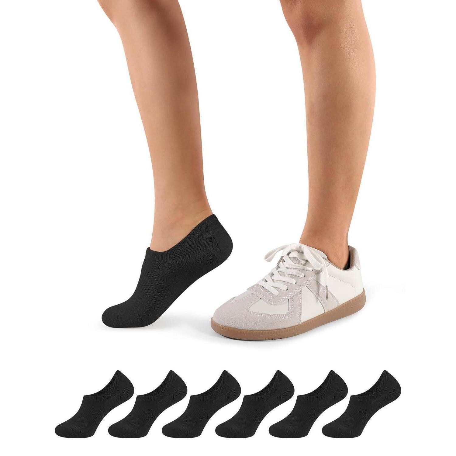 LuxusKollektion Sneakersocken Füßlinge kurz für Sneaker aus Baumwolle mit Silikon