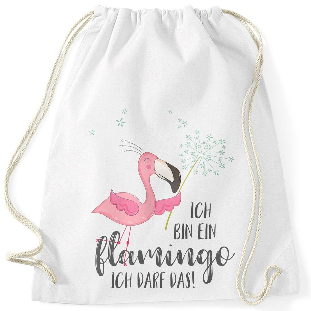 MoonWorks Turnbeutel Turnbeutel Flamingo Ich bin ein Flamingo ich darf das Spruch Pusteblume Moonworks®