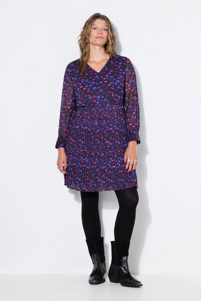 Studio Untold Minikleid Plissee-Kleid Berries Muster Jersey-Unterkleid