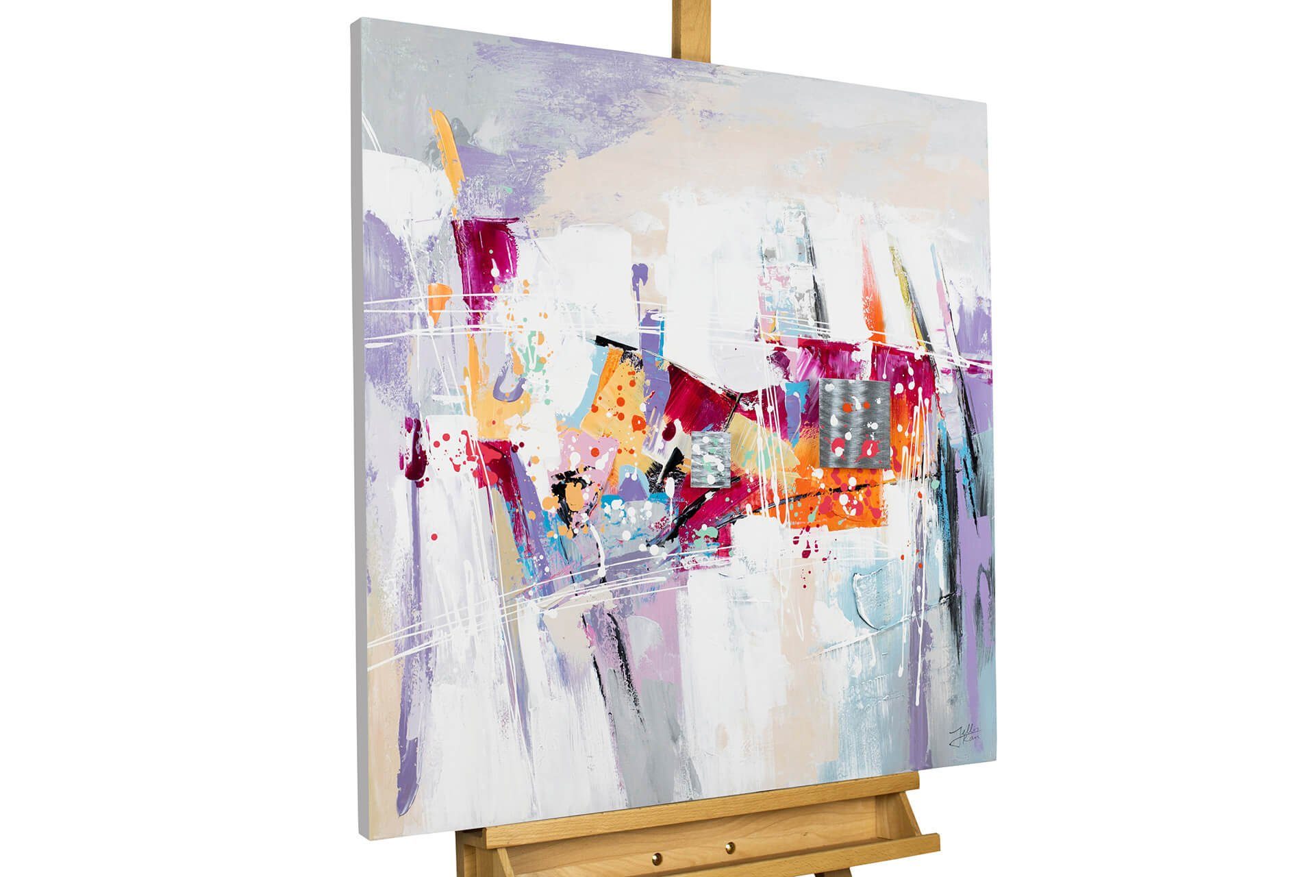KUNSTLOFT Картина Ein Funke Hoffnung 80x80 cm, Leinwandbild 100% HANDGEMALT Wandbild Wohnzimmer