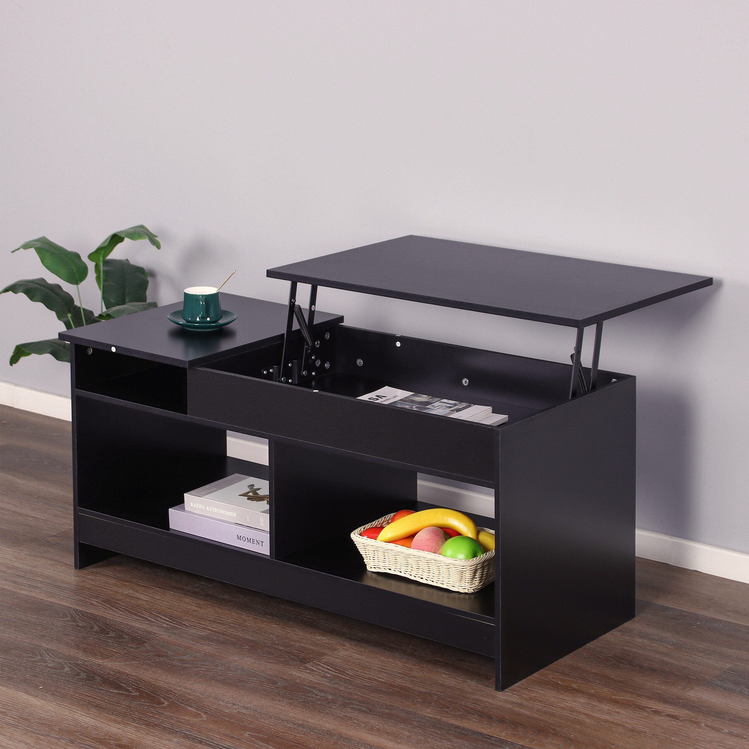 relaxdays Couchtisch Aufklappbarer Couchtisch, schwarz günstig online kaufen