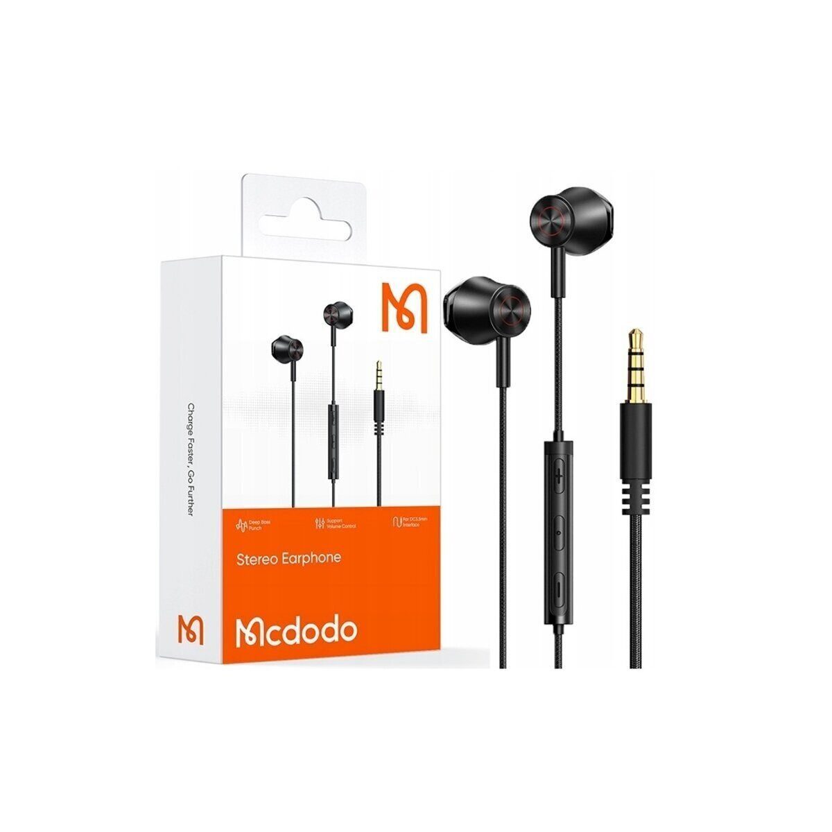 mcdodo Kabelgebundene In-Ear Kopfhörer 3,5mm Aux (schwarz) In-Ear-Kopfhörer