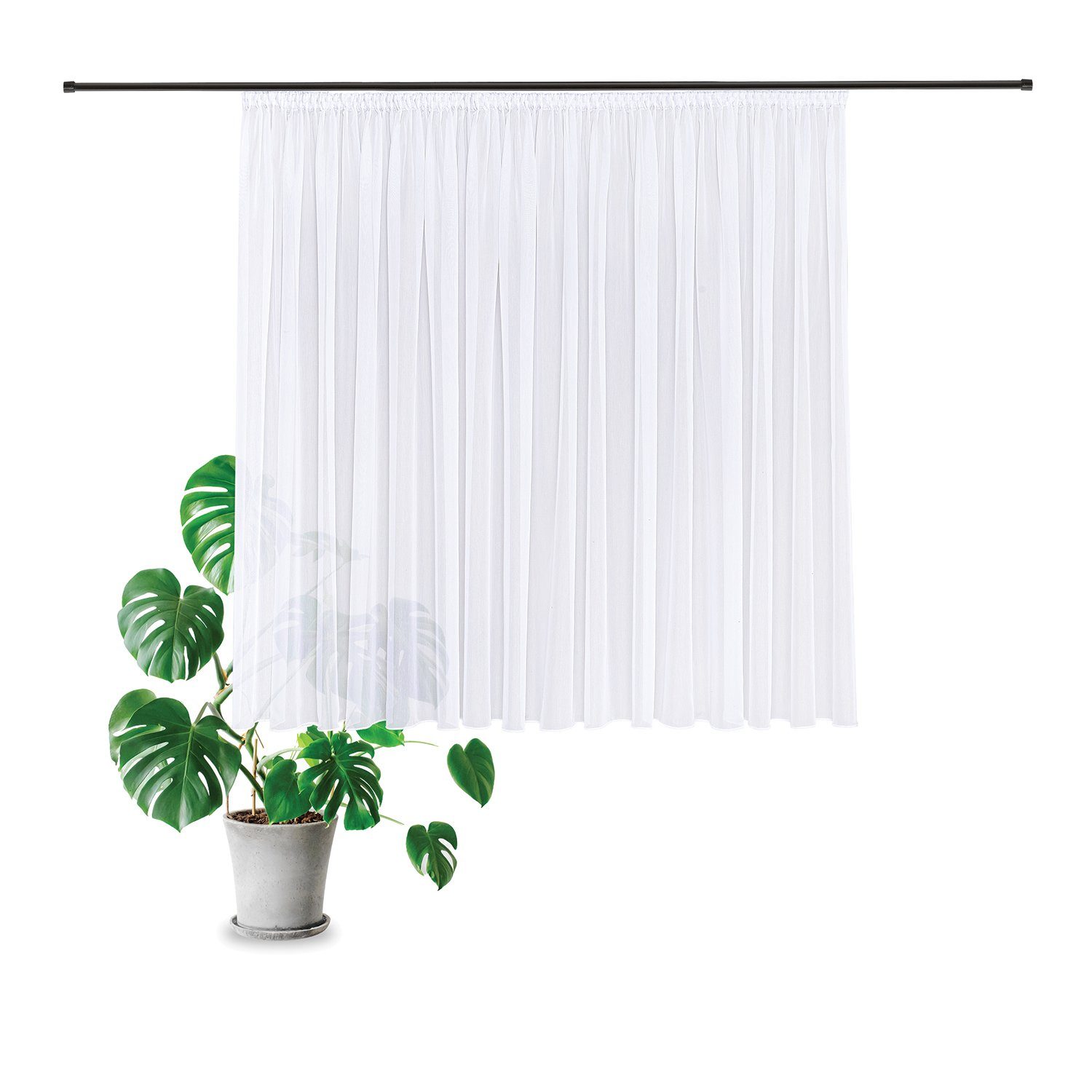 Gerster Gardine Martina (1 St), Smokband, halbtransparent, Voile, Pflegeleichte Effekt-Voile-Webware