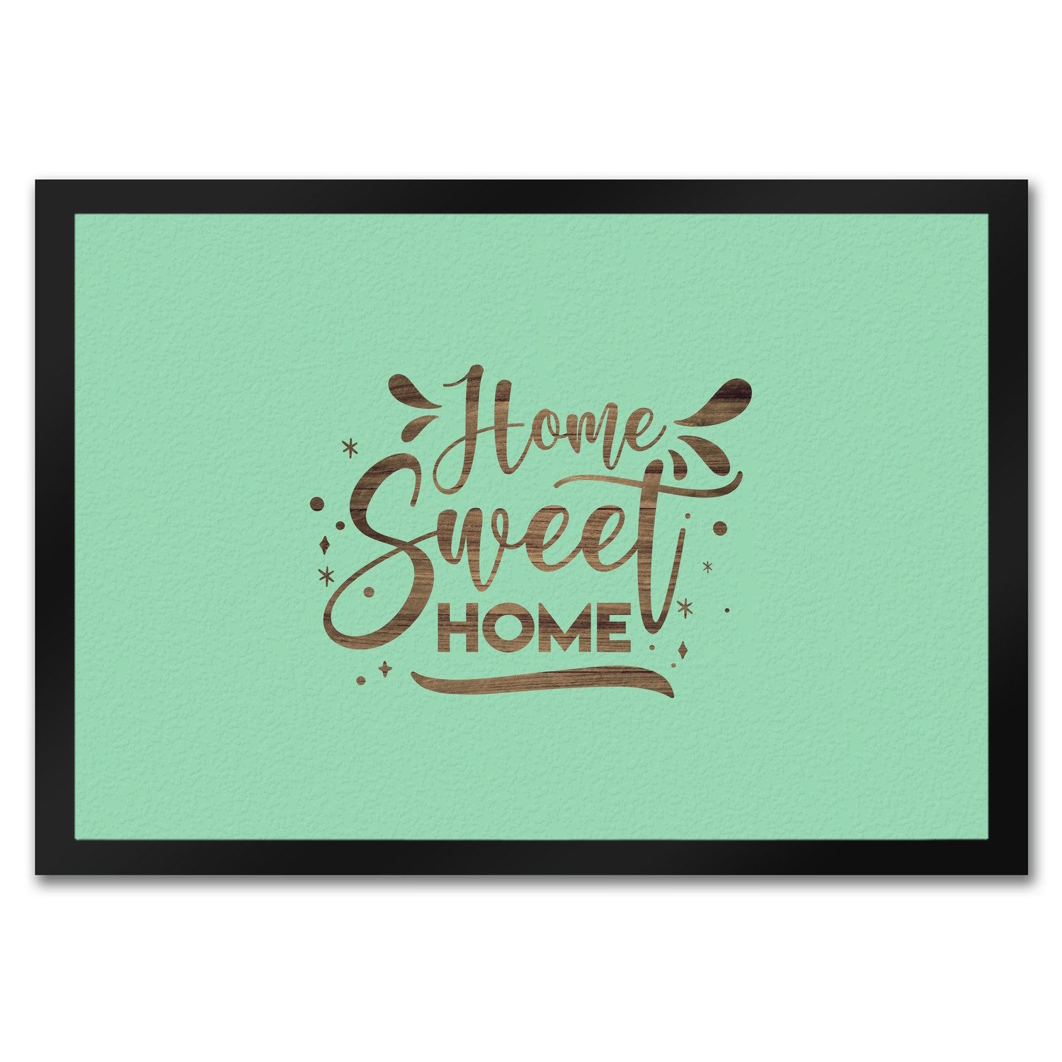 Fußmatte Home Sweet Home Fußmatte in 35x50 cm mit mintfarbenem Hintergrund