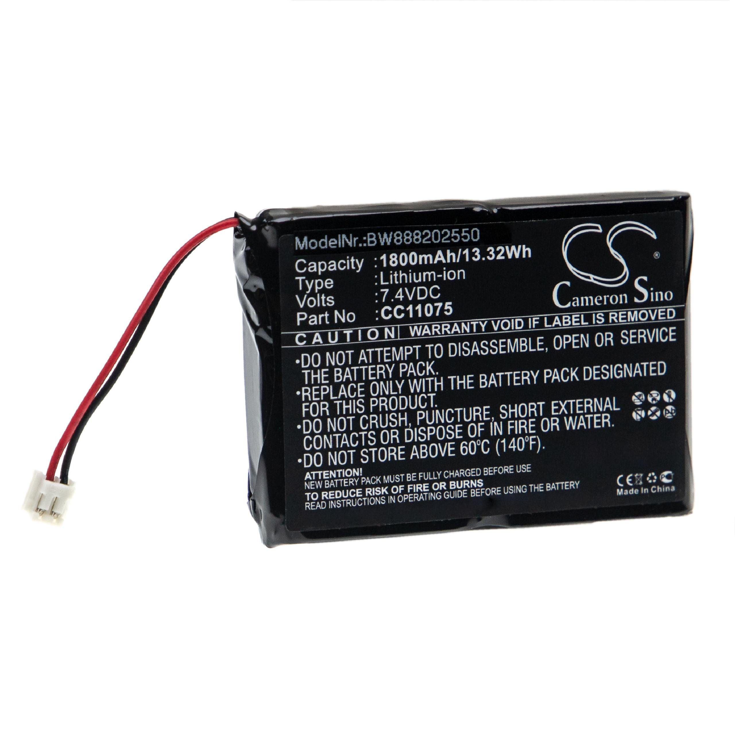 Monarch Ersatz CC11075 Akku 1800 V) (7,4 Li-Ion mAh für vhbw für