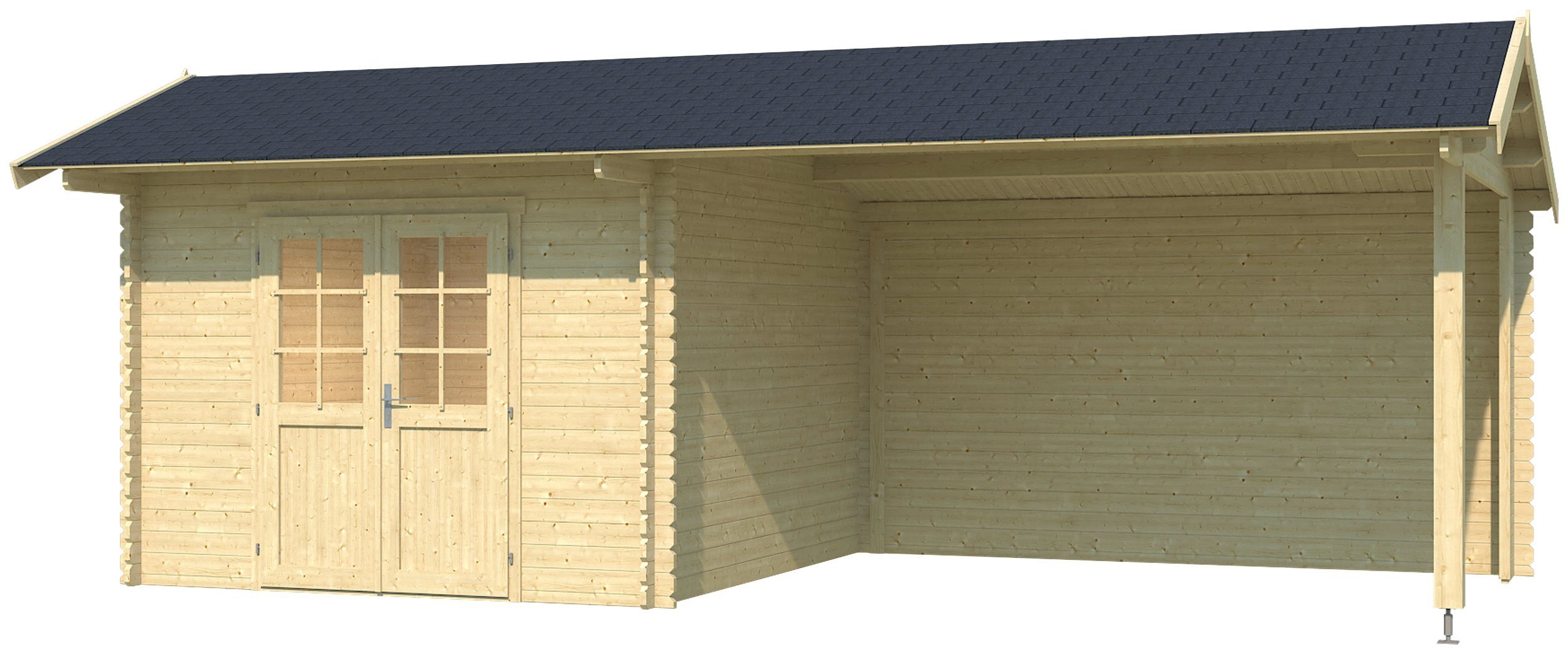 LASITA MAJA Gartenhaus New York, BxT: 700x389 cm, (Set), Blockbohlenhaus 34mm, mit Anbau