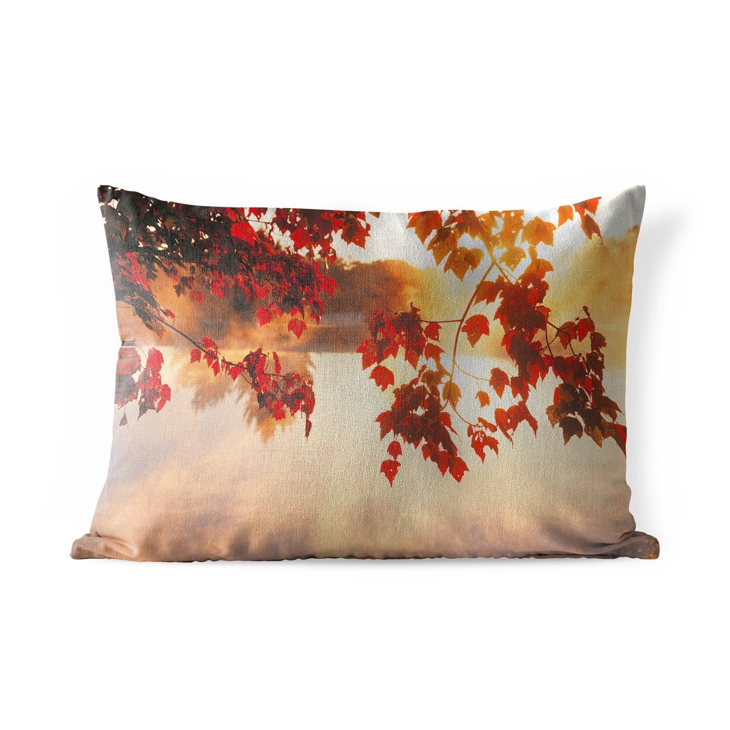 MuchoWow Dekokissen Blätter - Sonne - Herbst, Outdoor-Dekorationskissen, Polyester, Dekokissenbezug, Kissenhülle