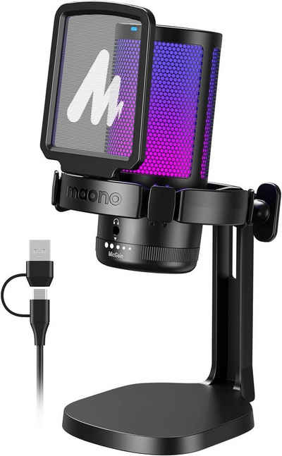 Maono Streaming-Mikrofon, Mikrofon kondensatormikrofon mit rgb leuchten für streaming aufnahme