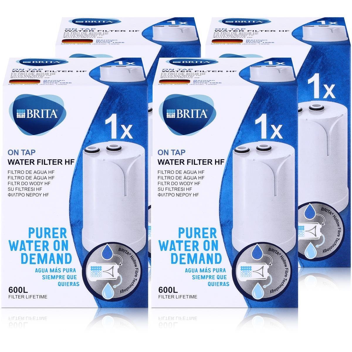 BRITA Wasserfilter BRITA On Tap Wasserfilter HF, Weiß - Filterlebensdauer  bis 600 Liter (4er Pack)