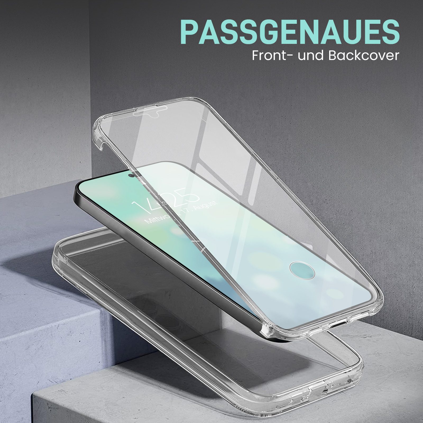 Tec-Expert Handyhülle 360 Grad Hülle für Samsung Galaxy S23 Ultra 6.8 Zoll, 6.8", Rundum Schutz Cover Case Hülle Transparent