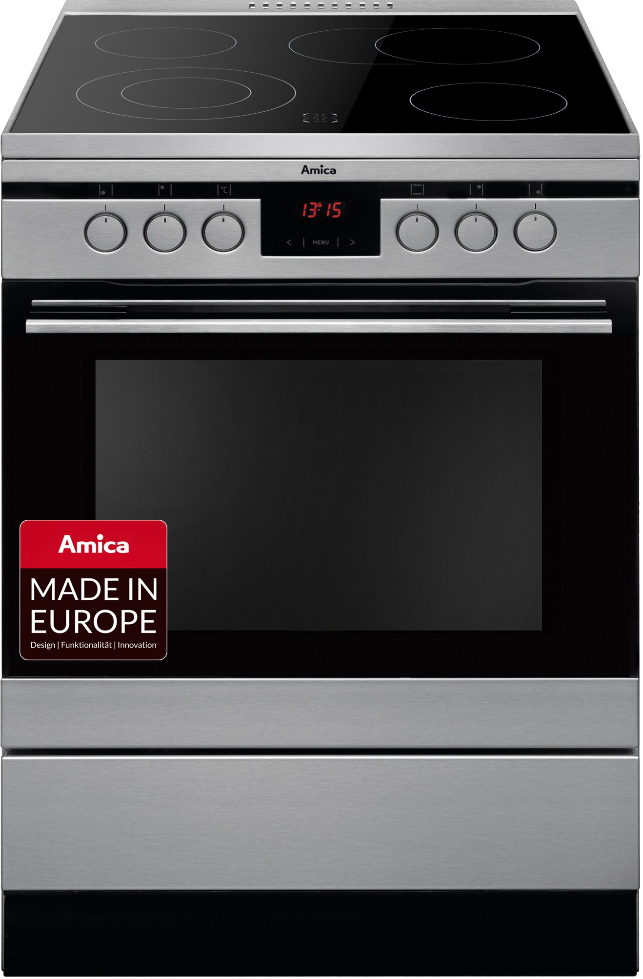 Amica Elektro-Standherd SHC 11675/1 E, mit 2-fach-Teleskopauszug, Simple Steam Reinigungsfunktion, Komfortables Kochen und Backen mit bequemer Handhabung