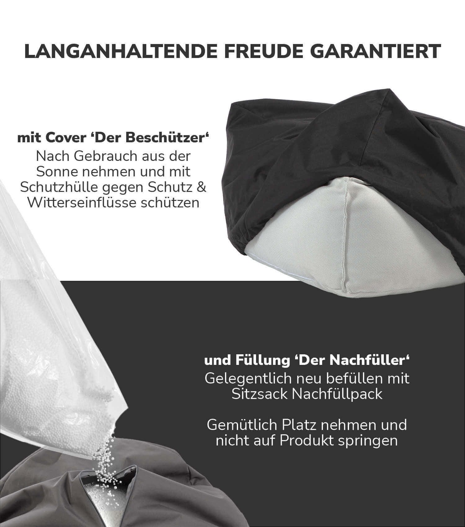 mokebo Pouf Der Ruhestifter (für Garten & Balkon), Sitz-Hocker Outdoor, Fußhocker, Hocker & Sitzkissen eckig Hellbeige