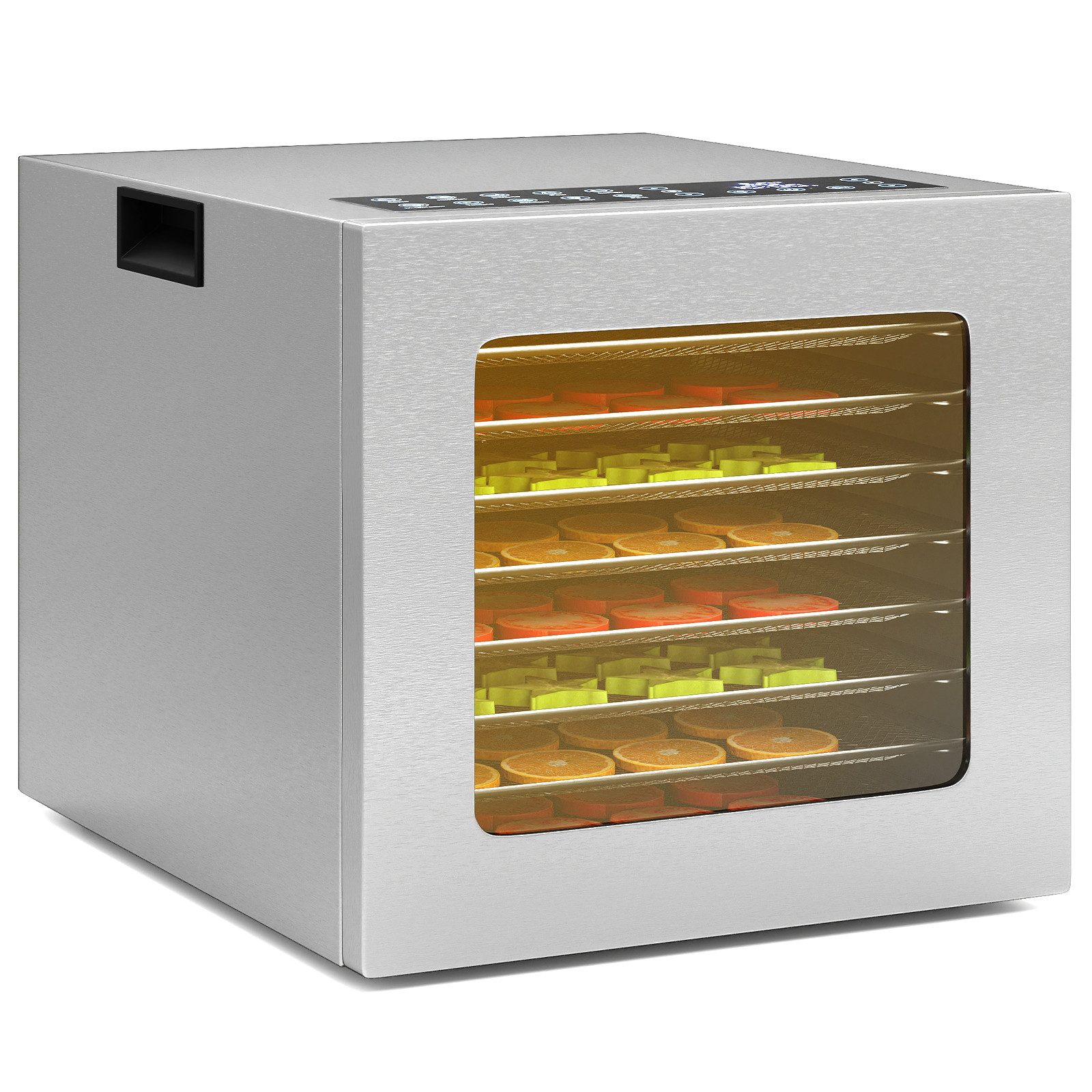 KOMFOTTEU Dörrautomat 850 W, mit 8 Edelstahltabletts, einstellbarer Temperatur von 35-75℃