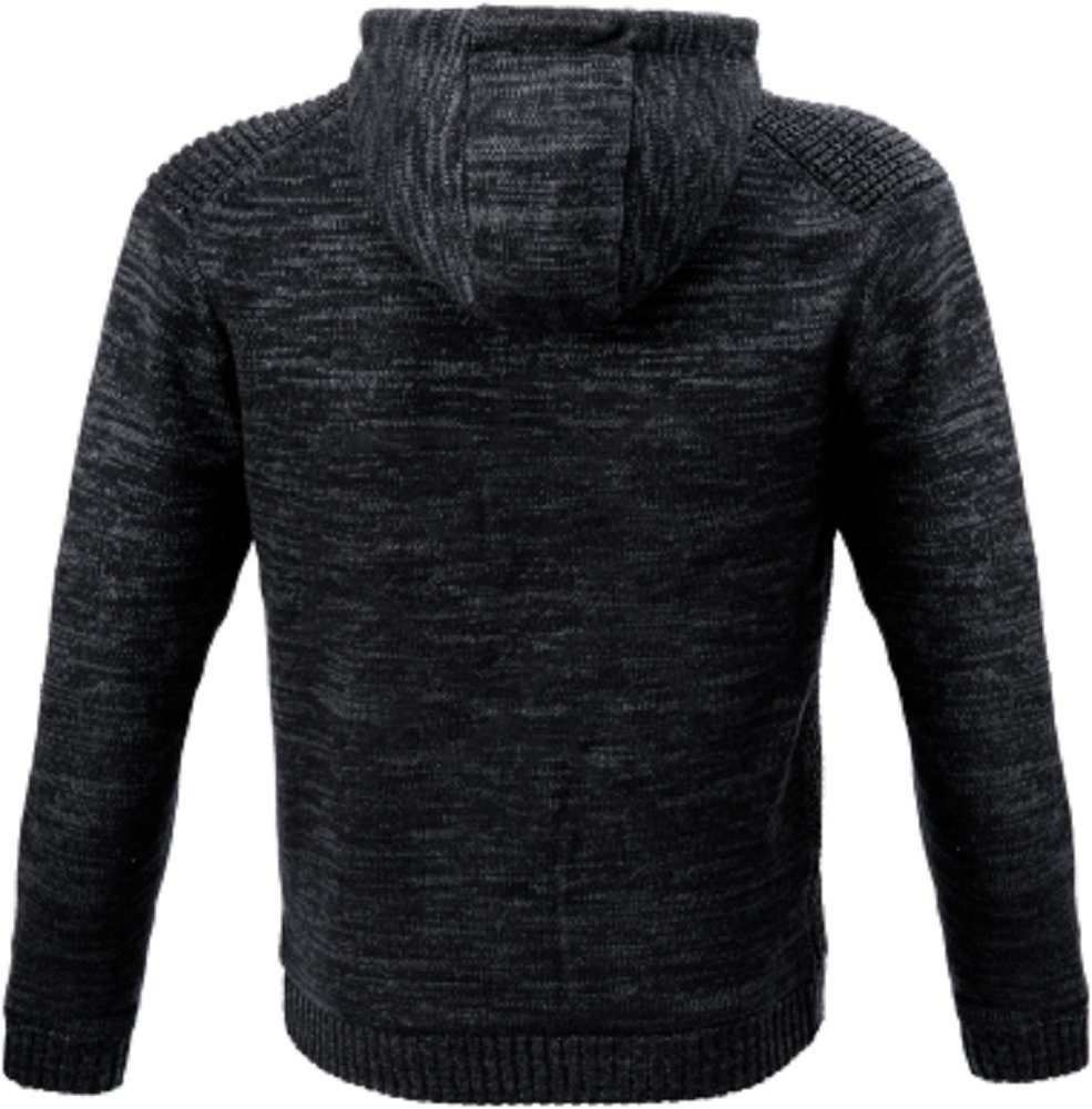 JOB Strickjacke Hoodie-Strickjacke mit Fellfutter schieferschwarz mit Fellf günstig online kaufen