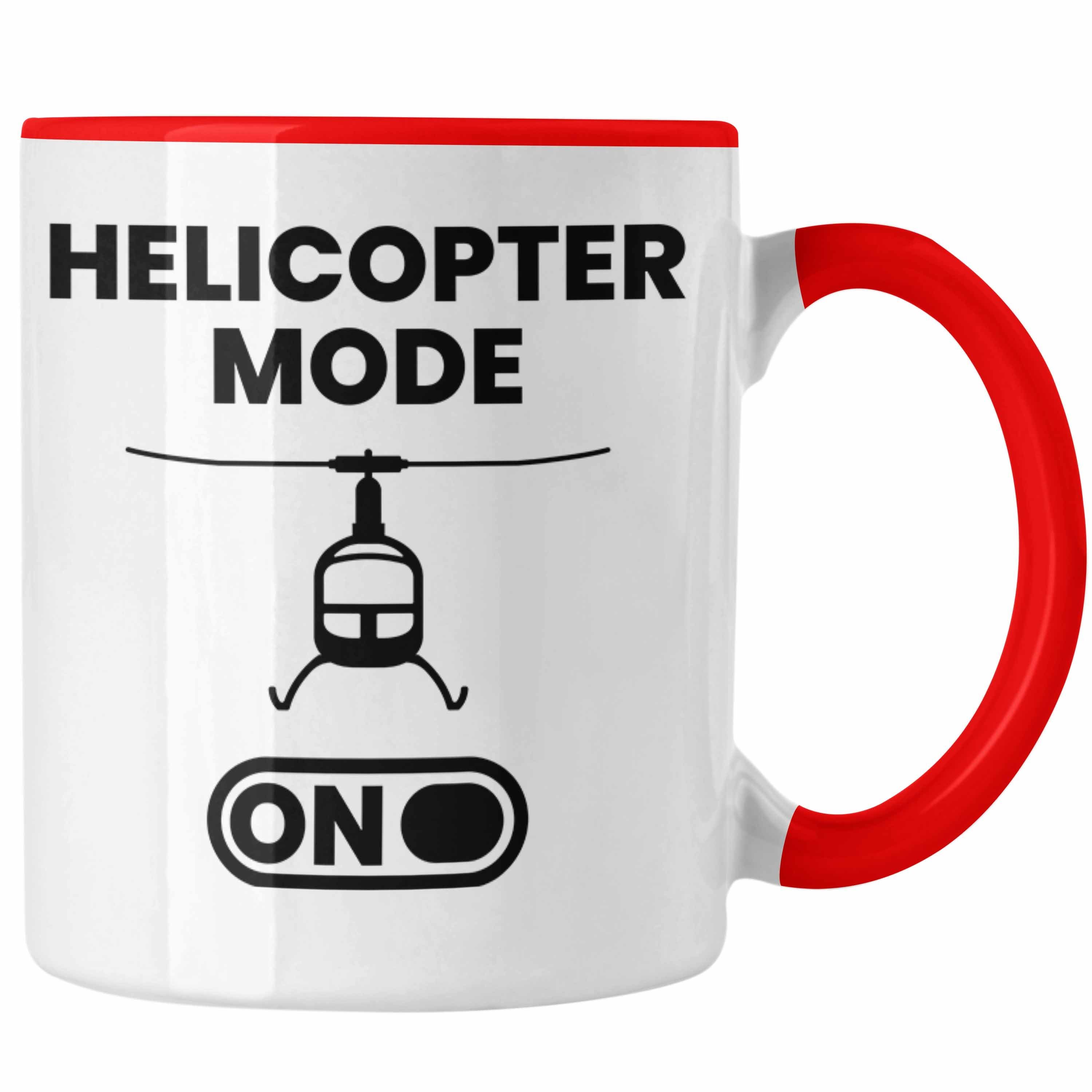 Trendation Tasse Trendation - Helikopter Pilot Geschenk Jungs Jungen Geschenkidee Helikopter Modell Geschenke Tasse Rot | Teetassen