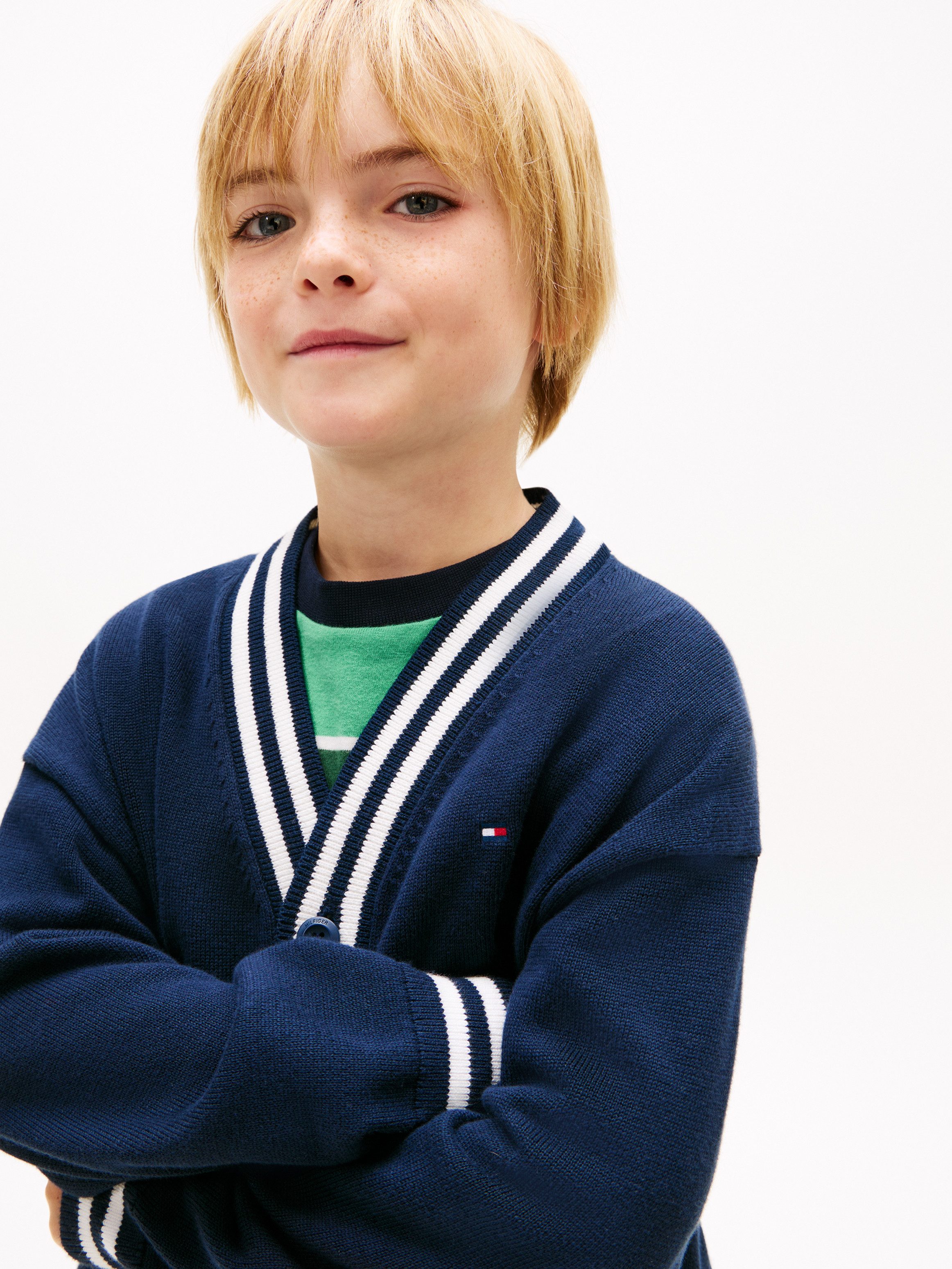 Tommy Hilfiger Strickjacke VARSITY RIB V-NECK CARDIGAN Kinder bis 16 Jahre, regular fit – Bild 2 von 5