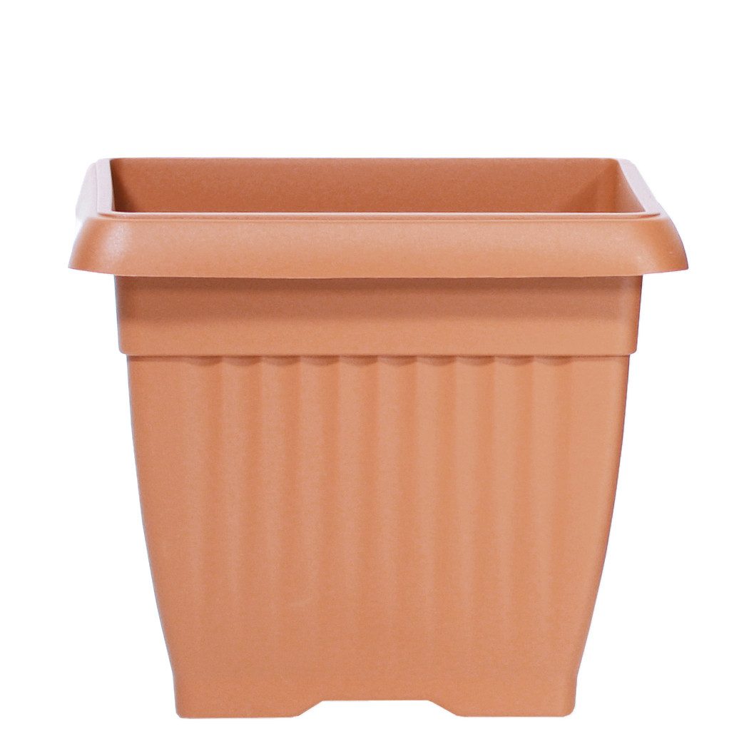 KAGM Pflanzkübel Blumenkübel aus Kunststoff quadratisch in Terracotta