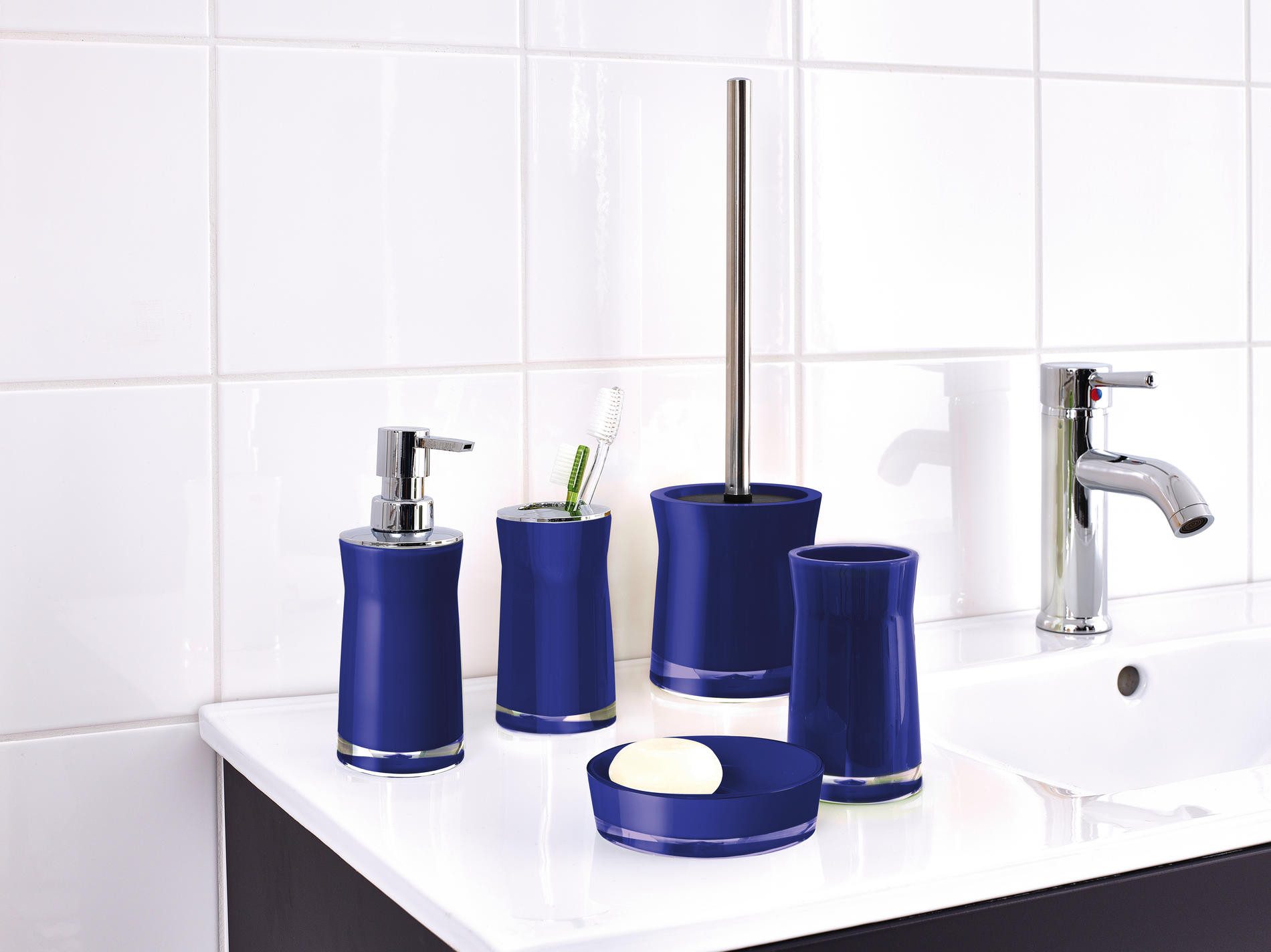 Ridder Badaccessoire-Set Zahnbürstenhalter Disco blau günstig online kaufen