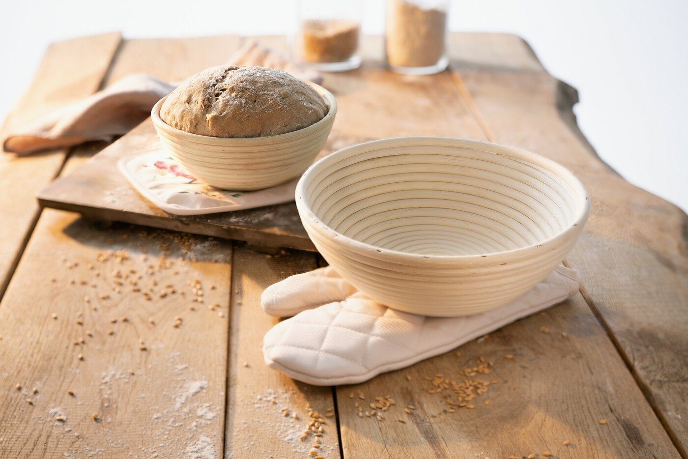 Home-trends24.de Gärkorb Schale Brot Rund Aufbewahrung Backen Teig 700 - 1500 g Ø 18 cm