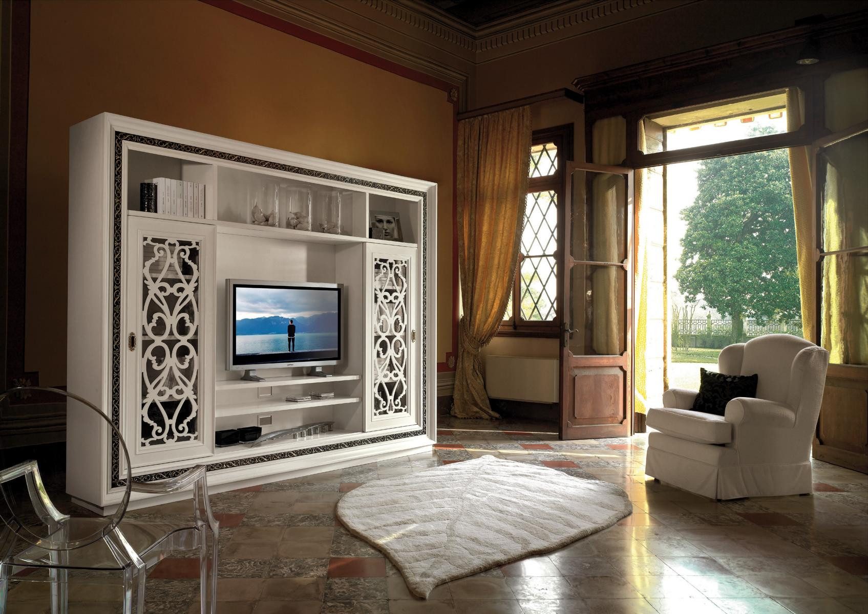 JVmoebel Mediawand Schrank Vitrine Holz Wohnzimmer Möbel TV Schrankwände Moderne Design, Made in Europa