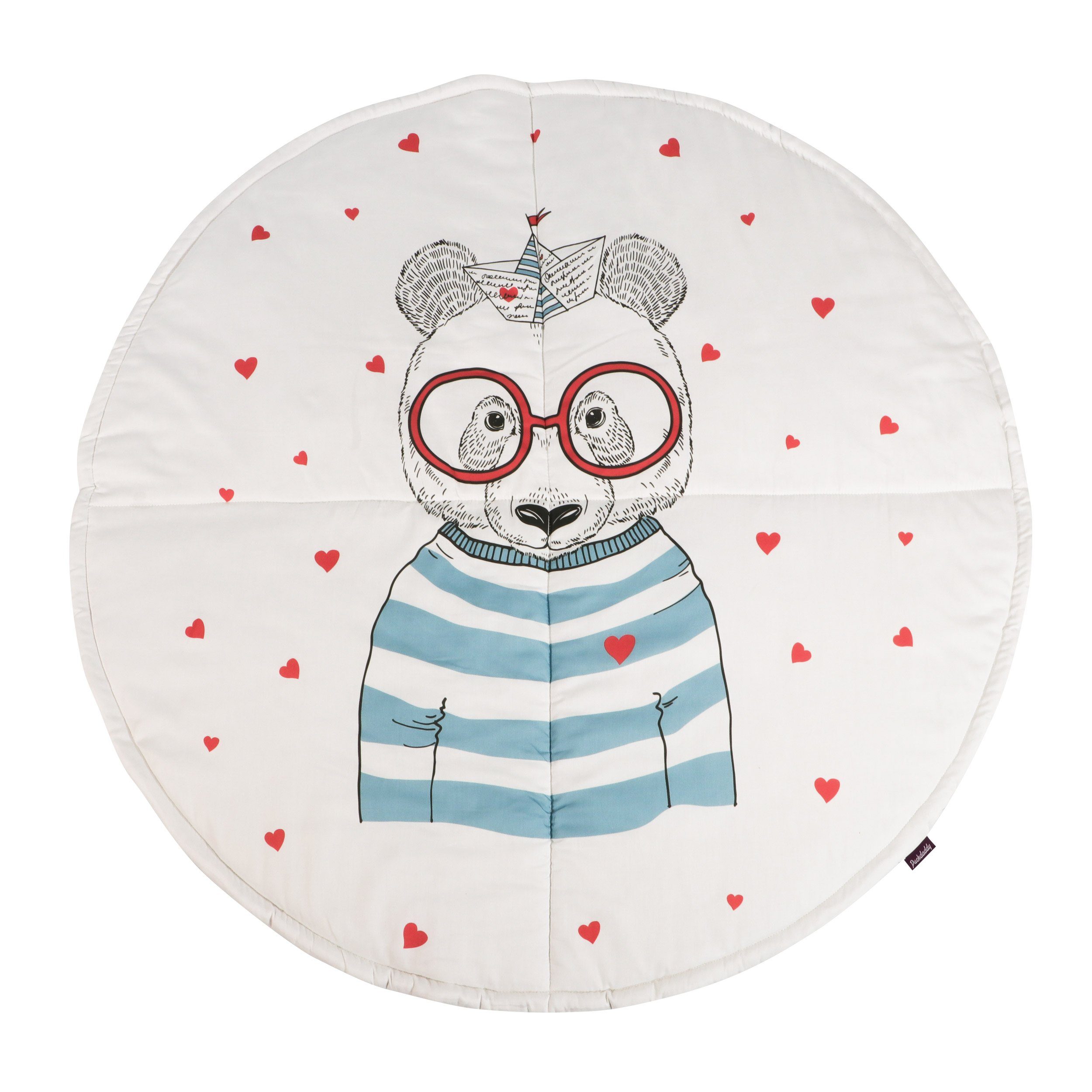 Krabbeldecke Nilla 115cm rund Seebär und Streifen Weiß/Blau, Puckdaddy GmbH