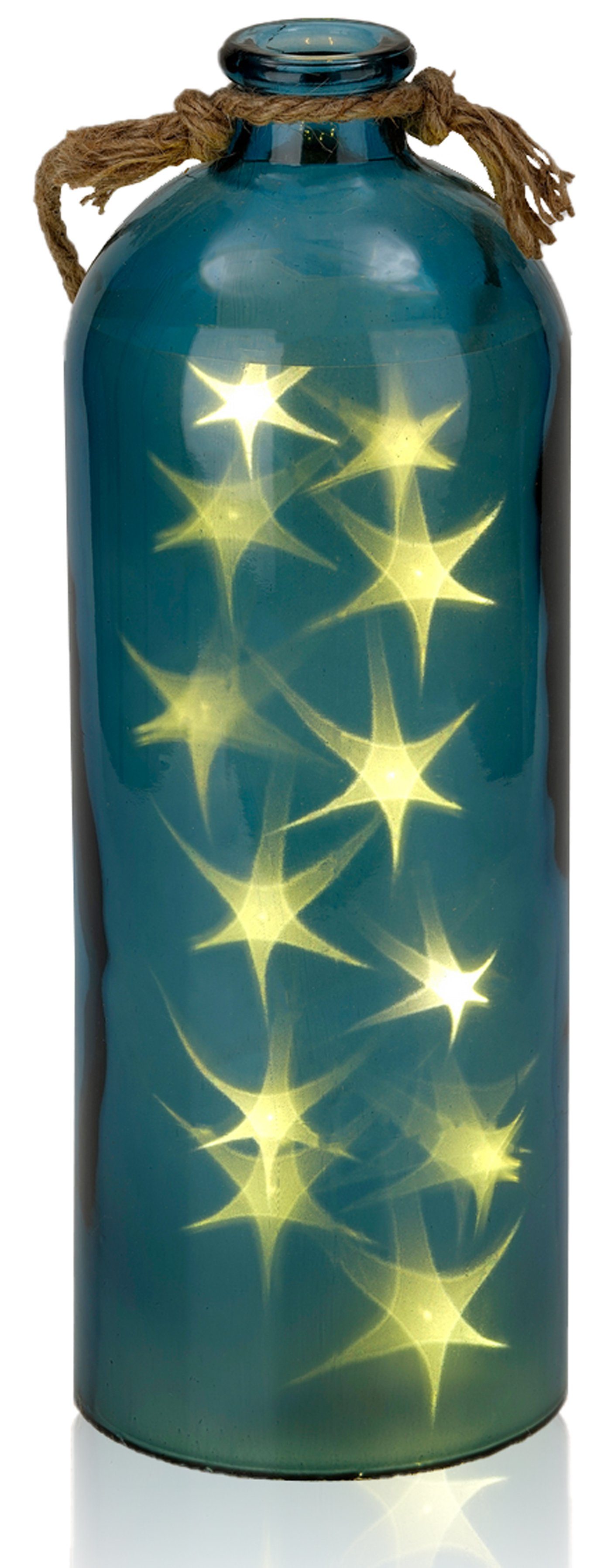 BRUBAKER LED Dekolicht Lichterflasche mit 10 LED Sternen, LED Lichterkette, Warmweiß, Dekoleuchte, Party Licht Deko, Höhe 31,5 cm