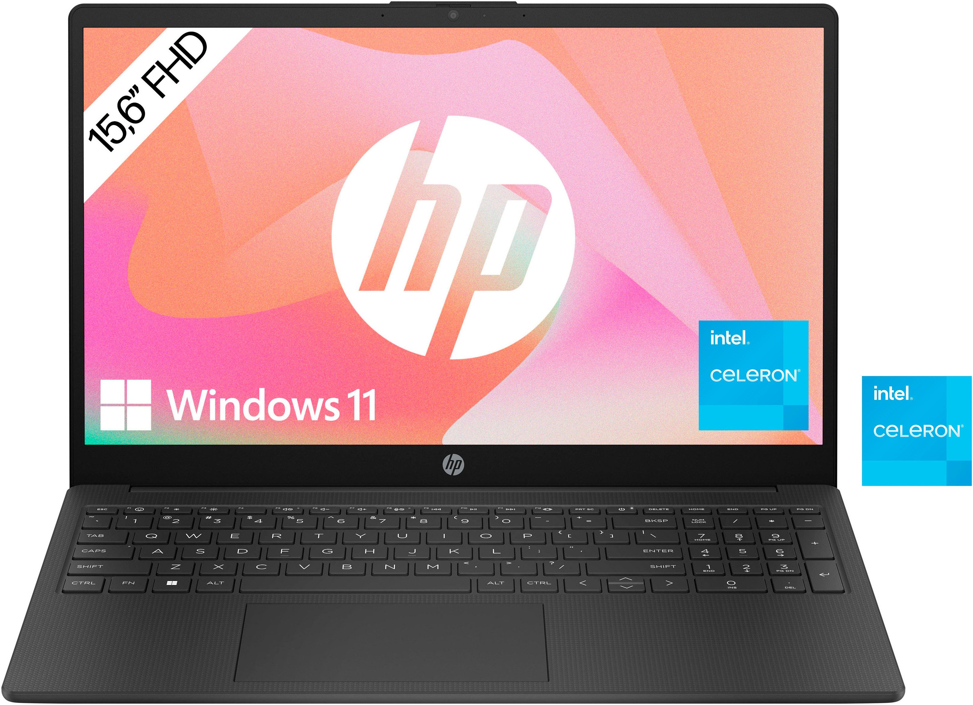 HP 15s-fq3216ng Notebook (39,6 cm/15,6 Zoll, Intel Celeron N4500, UHD Graphics, 128 GB SSD)