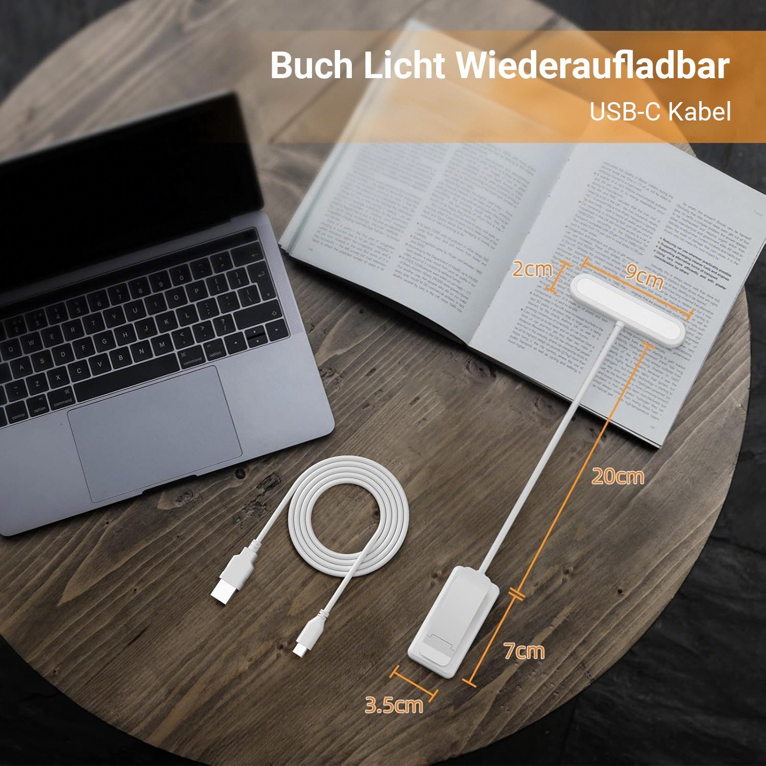 Lapalife LED Leselampe Akku Buchlampe Breites Licht, Klemmlampe mit 3 Farben & 10 Helligkeit, LED fest integriert, USB Aufladbar, Schwanenhals, Augenschonendes, für Nachtlesen ins Bett