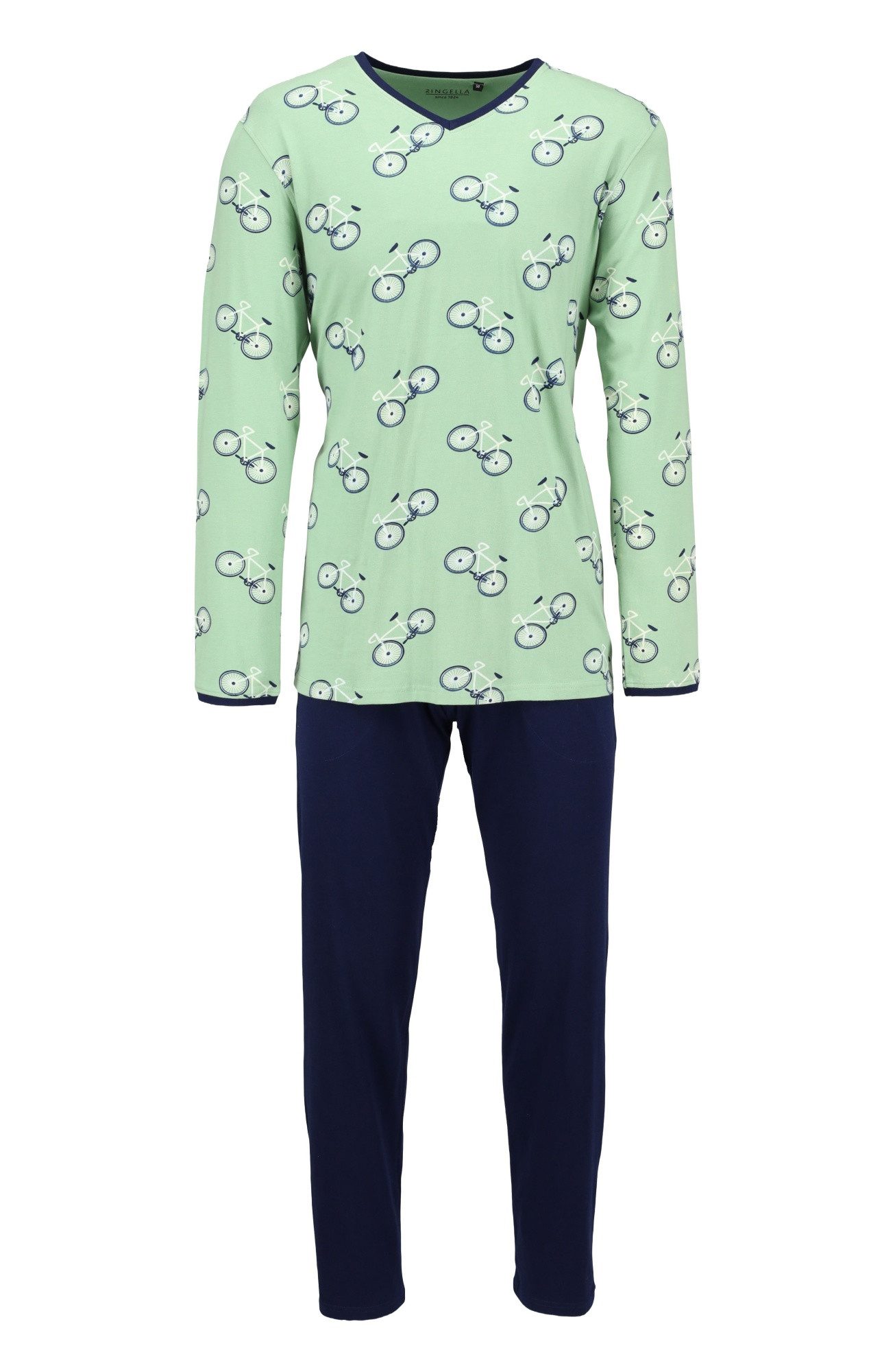 Ringella Pyjama - Herren Schlafanzug Langarm mit Fahrrad-Dessin (2 tlg) Reine Baumwolle in Single Jersey-Qualität