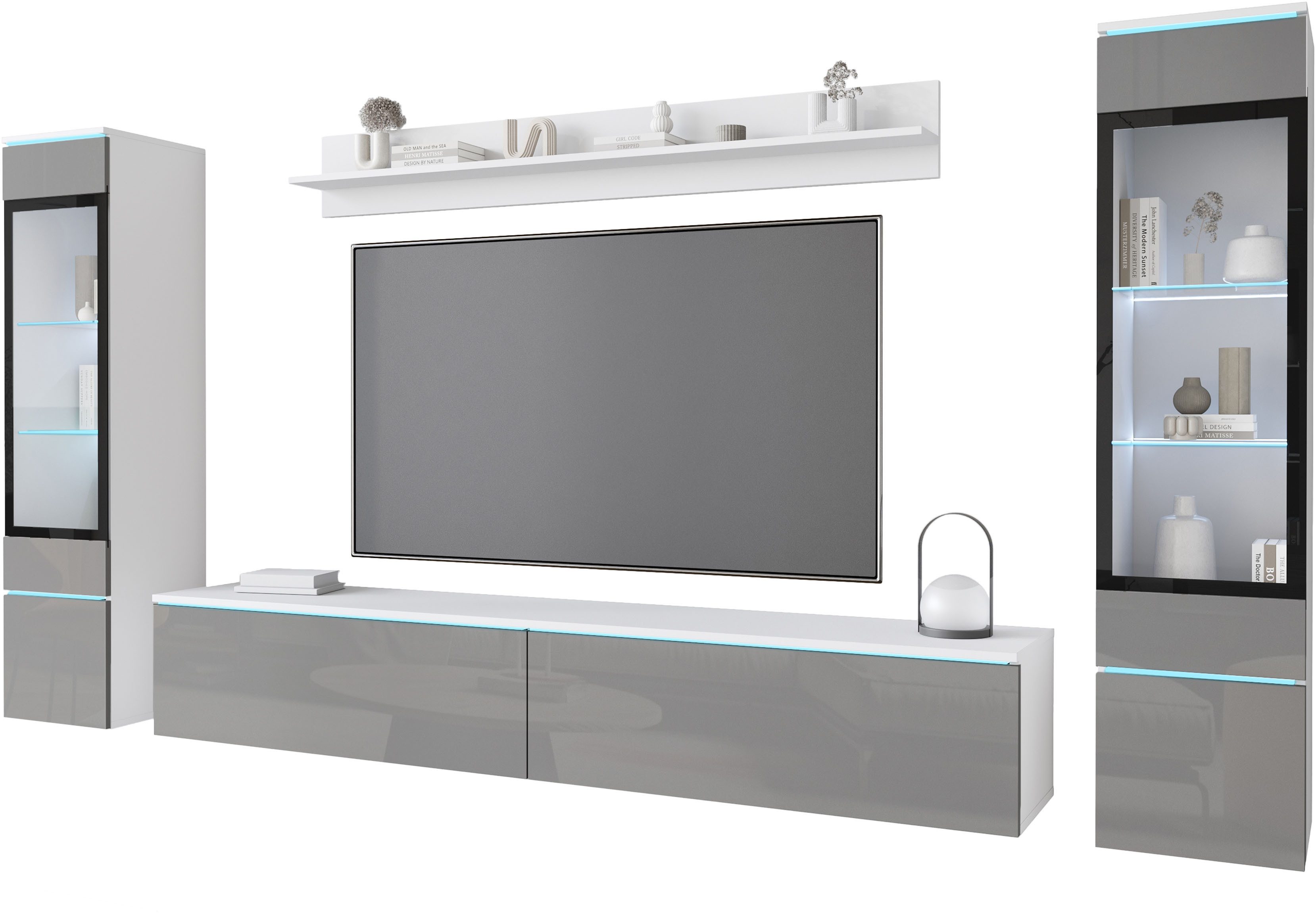 INOSIGN Wohnwand VERA II, Vitrinen Türanschlag wechselbar, (Komplett-Set, 4 günstig online kaufen