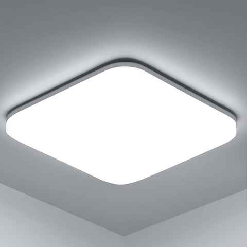 IBETTER Deckenleuchte LED Deckenleuchte Flach Eckig Weiß Deckenlampe, LED fest integriert, Modern Panel Lampe für Badezimmer Küche Wohnzimmer Schlafzimmer Flur, Neutralweiß, 2400LM, IP65, Ø24.8CM, 30W, 6500K
