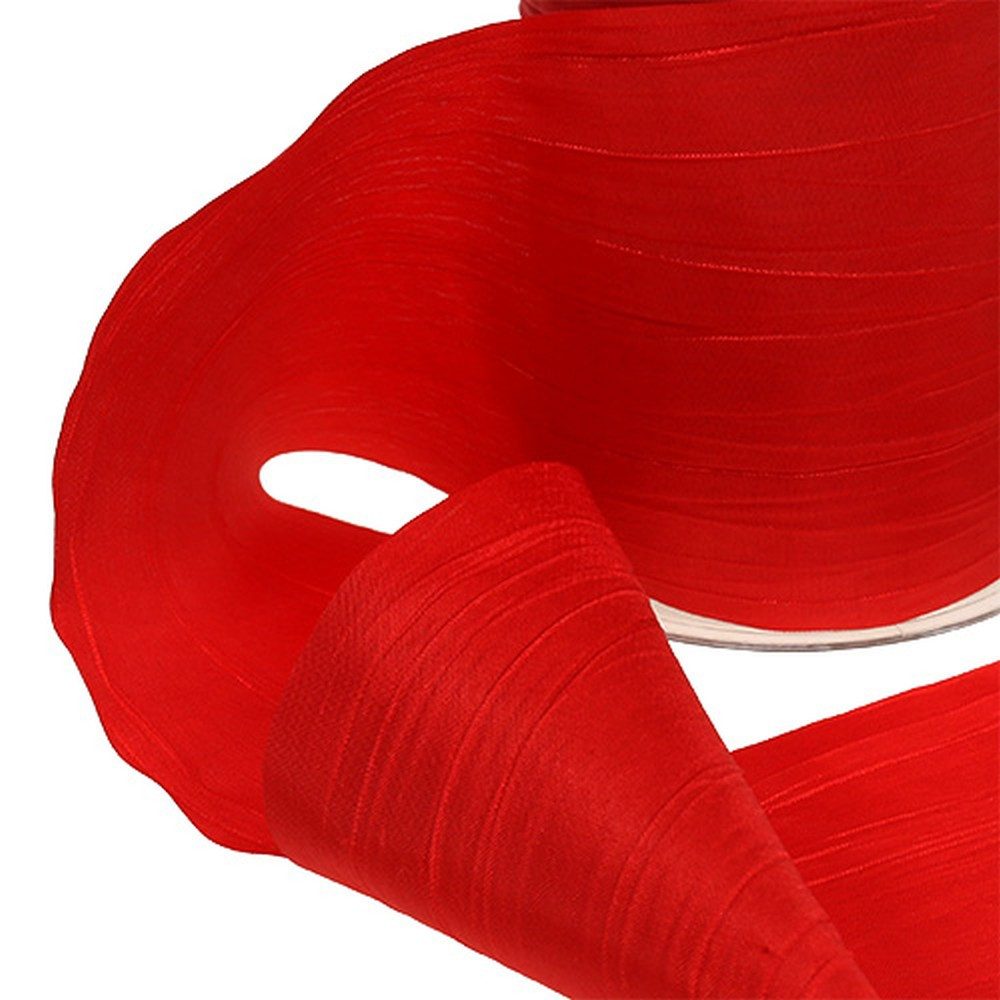 Mabella Decorbänder GmbH Tischläufer Tischband Rot Crash 100mm x 15m - Dekoband für Weihnachten – Bild 3 von 3