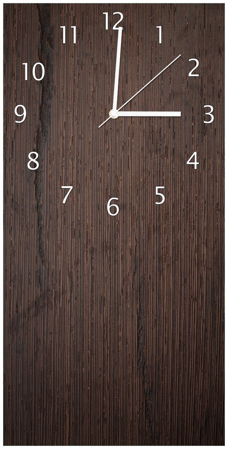 Wallario Wanduhr Holz-Optik Textur dunkelbraunes Holz (Uhr aus Acryl)