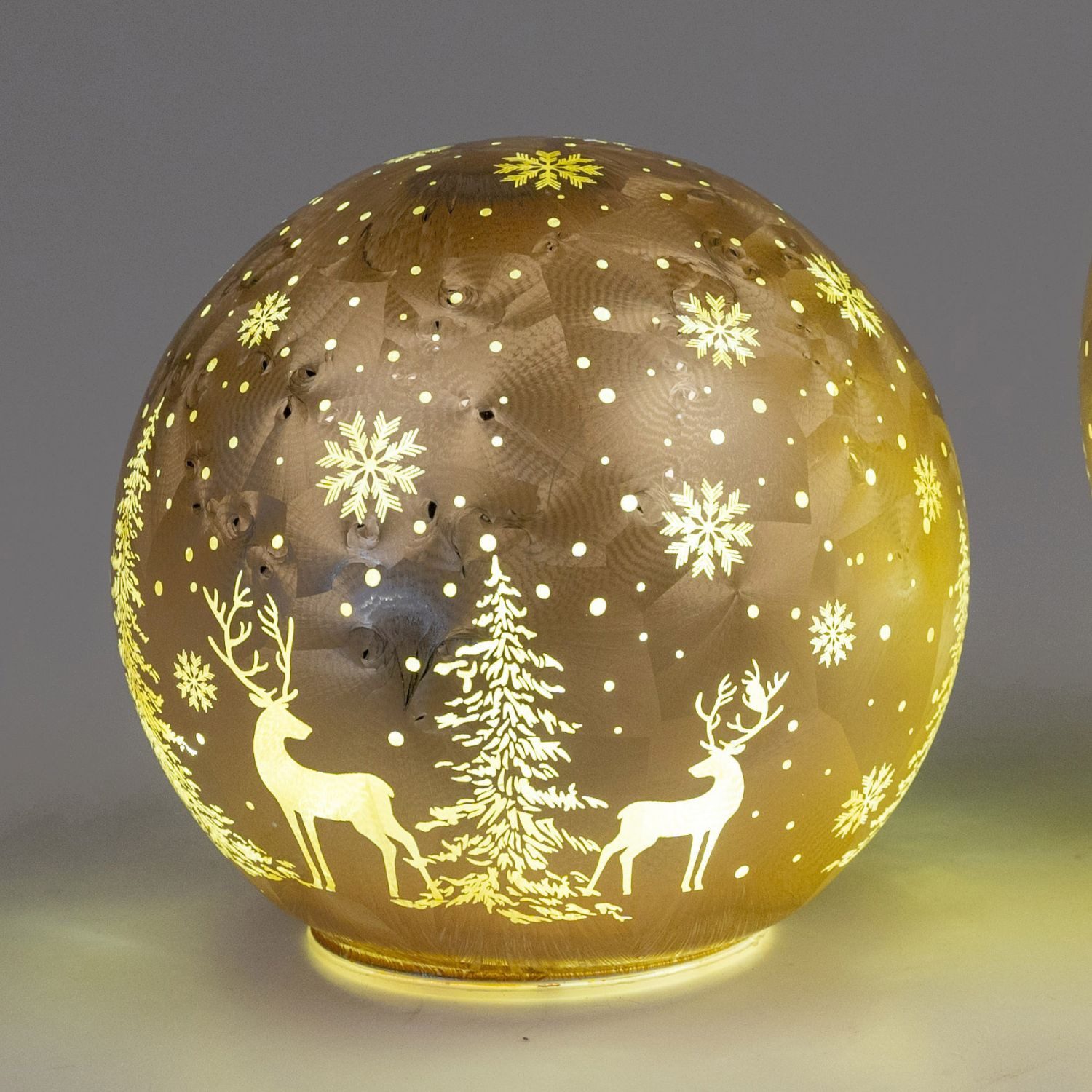 formano Dekofigur Frosty Winterwald Weihnachtsdeko, Drehend, mit Timer, Gold, Kugel, H: cm
