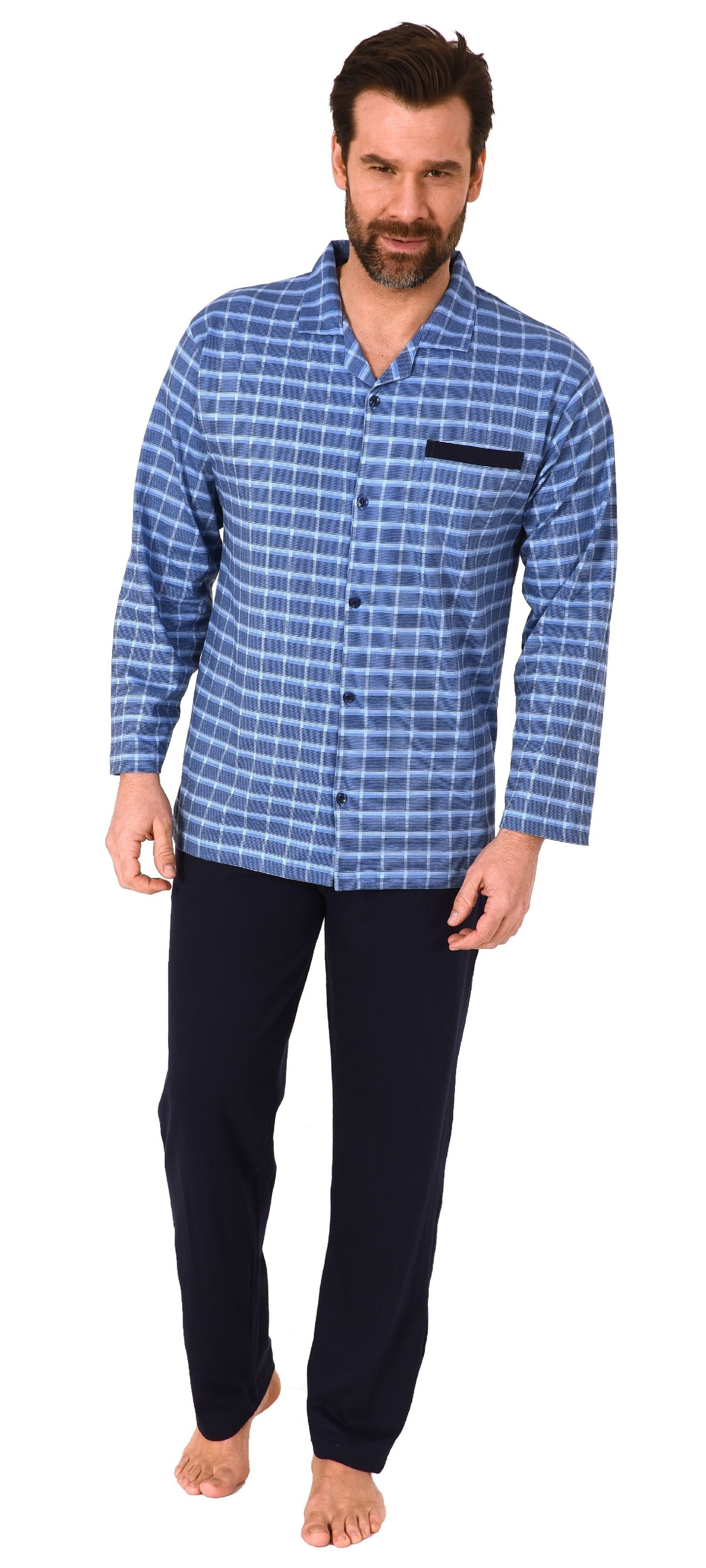 Normann Pyjama Herren Pyjama zum durchknöpfen günstig online kaufen