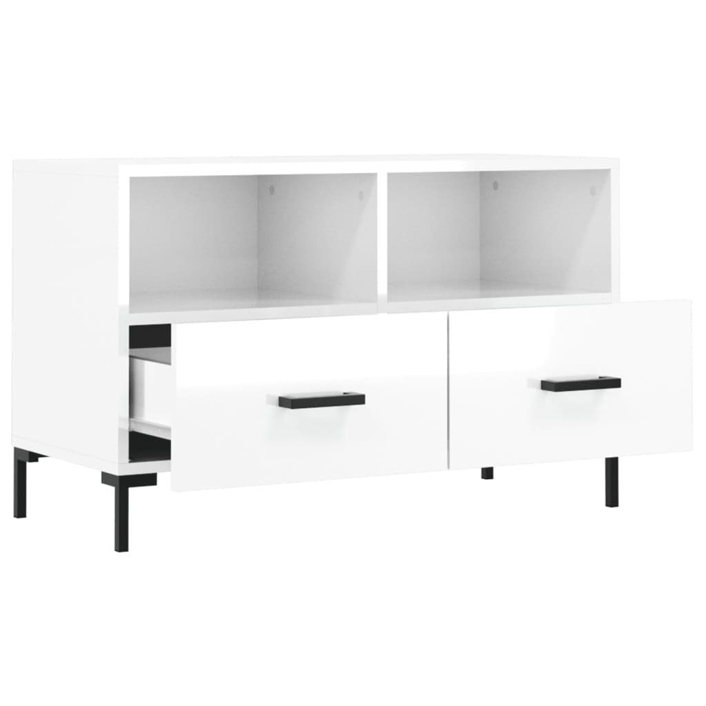 furnicato TV-Schrank cm Hochglanz-Weiß Holzwerkstoff 80x36x50