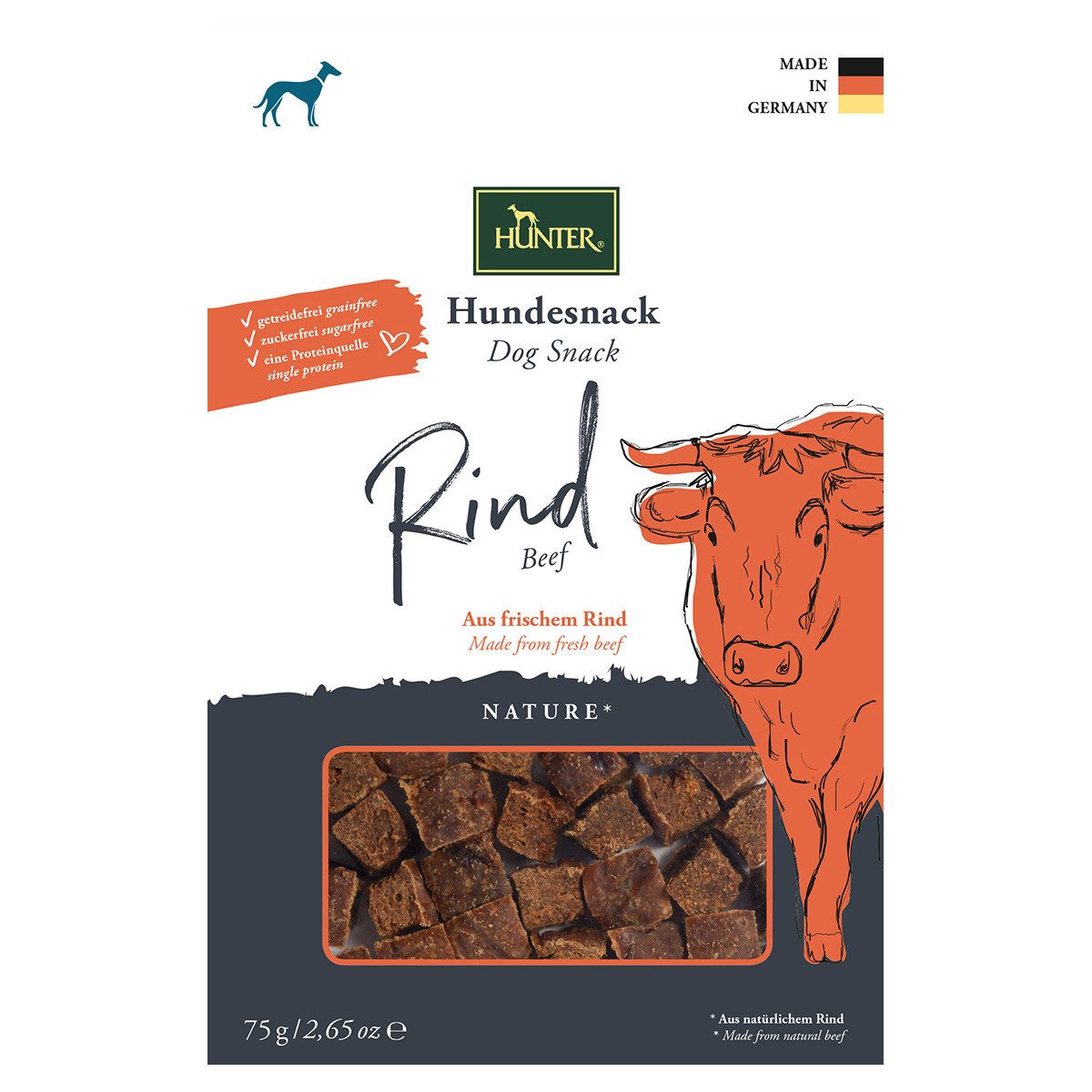 Hunter Tierbedarf Hundesnack Nature Rind 75 g, für: Hund