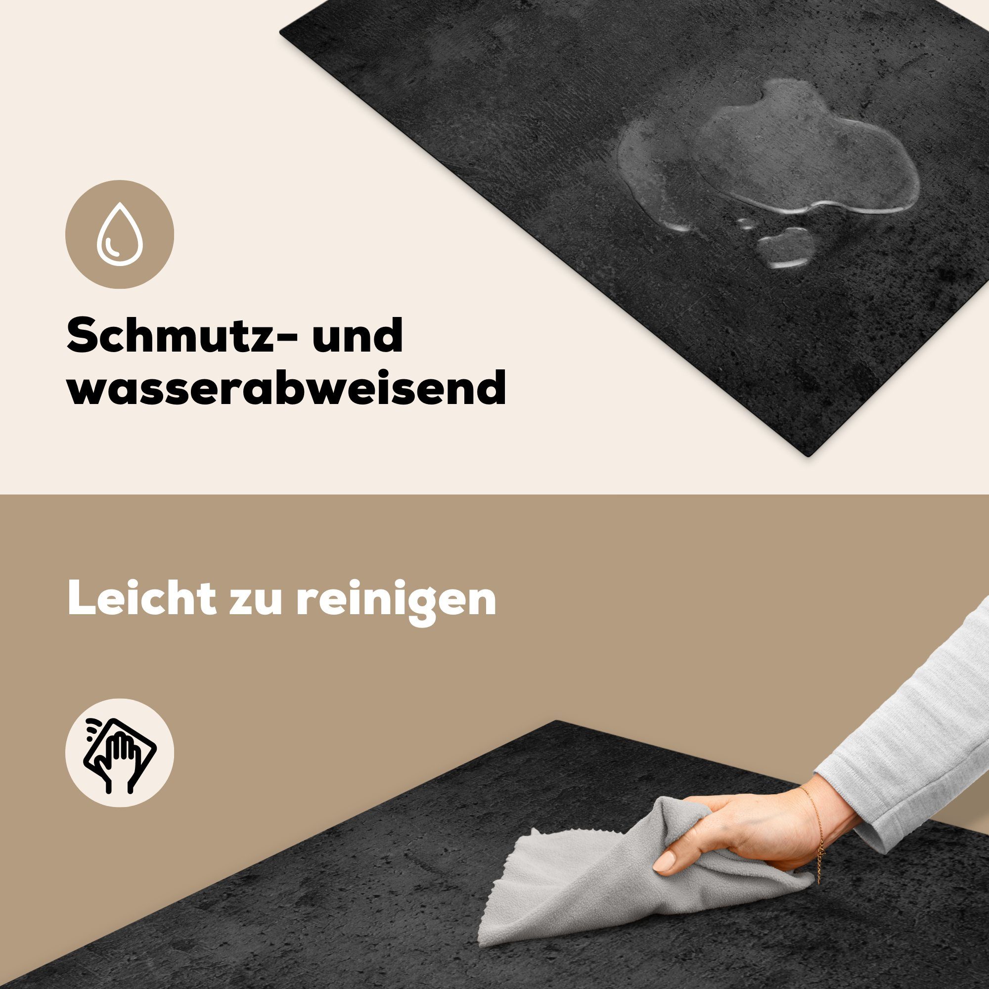 MuchoWow Herdblende-/Abdeckplatte Induktionsschutz Beton die - Ceranfeldabdeckung Induktionskochfeld für (1 Schutz Abdeckplatte, - Vinyl, tlg), Industriell cm, - - küche, 81x52 Zement