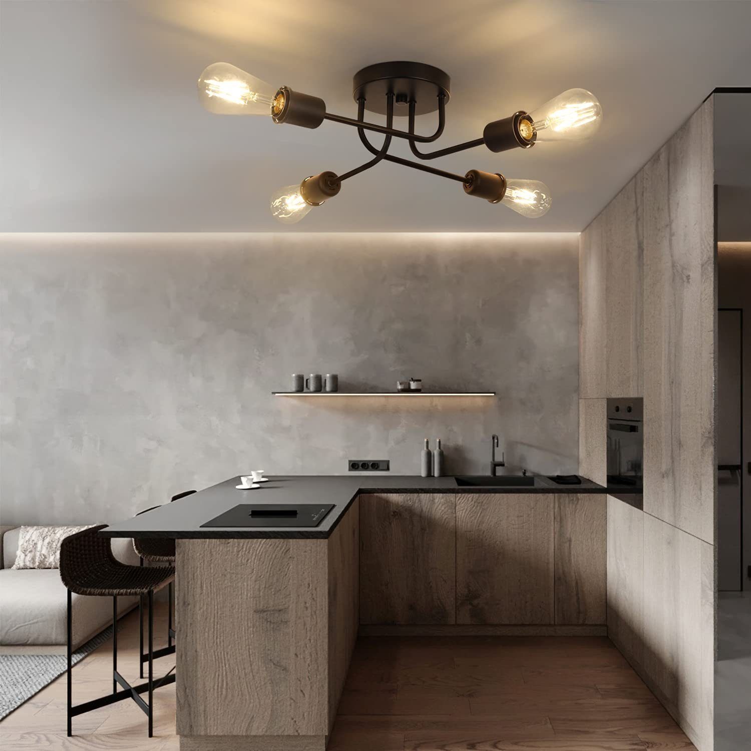 Nettlife Deckenleuchte Deckenleuchte Deckenlampe Vintage Wohnzimmer E27, LE günstig online kaufen