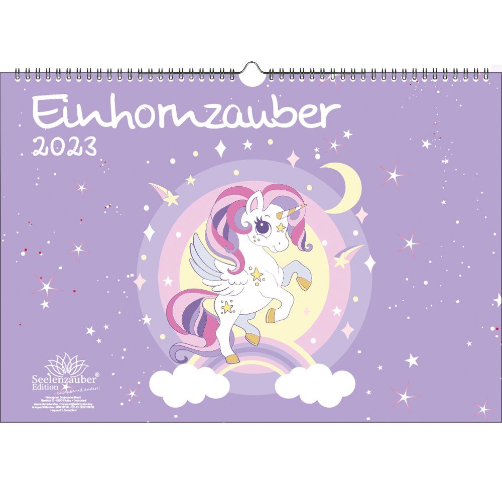 Seelenzauber Wandkalender Einhornzauber DIN A3 Kalender für 2023 Einhorn Einhörner Unicorn