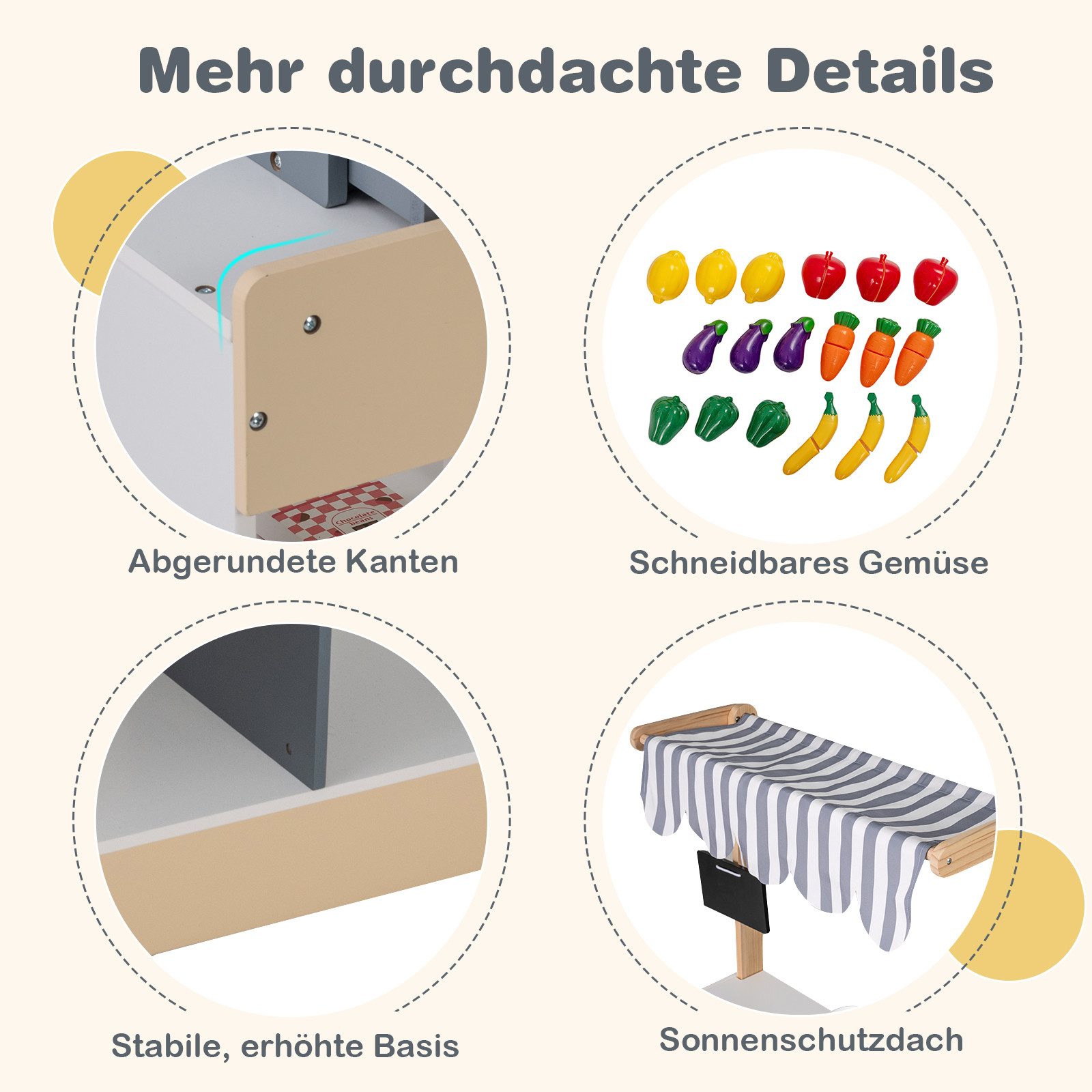 KOMFOTTEU Kaufladen, Kaufmannsladen mit Kasse, Scanner, Licht & Sound