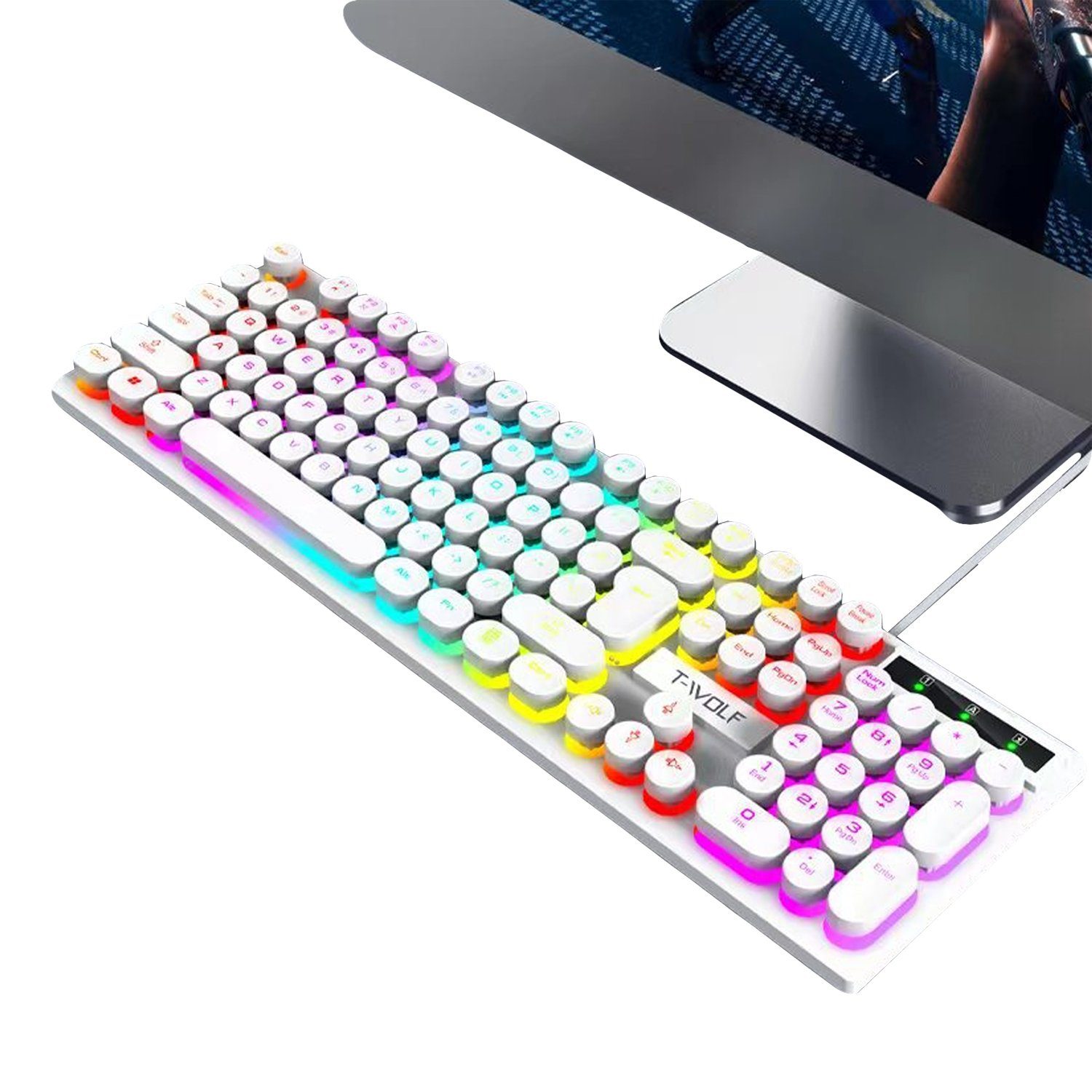 Diida Gaming-Tastaturen, PC-Tastaturen, Wettbewerbs-Tastaturen, Gaming-Tastatur (Kabelgebundene Tastatur mit LED-Licht für Gamer/Arbeiter 104 Tasten)