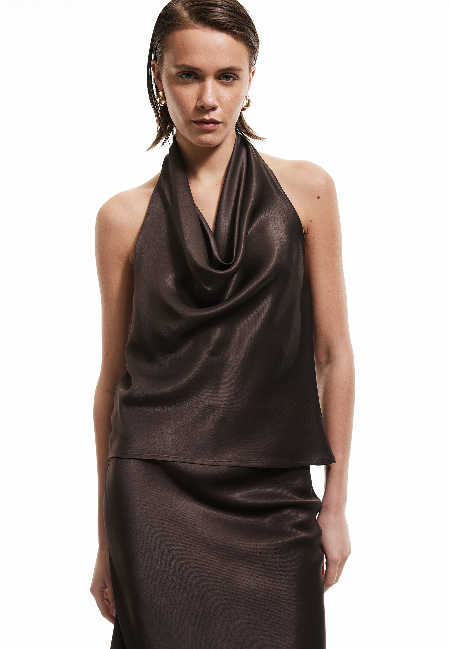 Koton Satinbluse Ärmellos Degaje Kragen Satinbluse günstig online kaufen