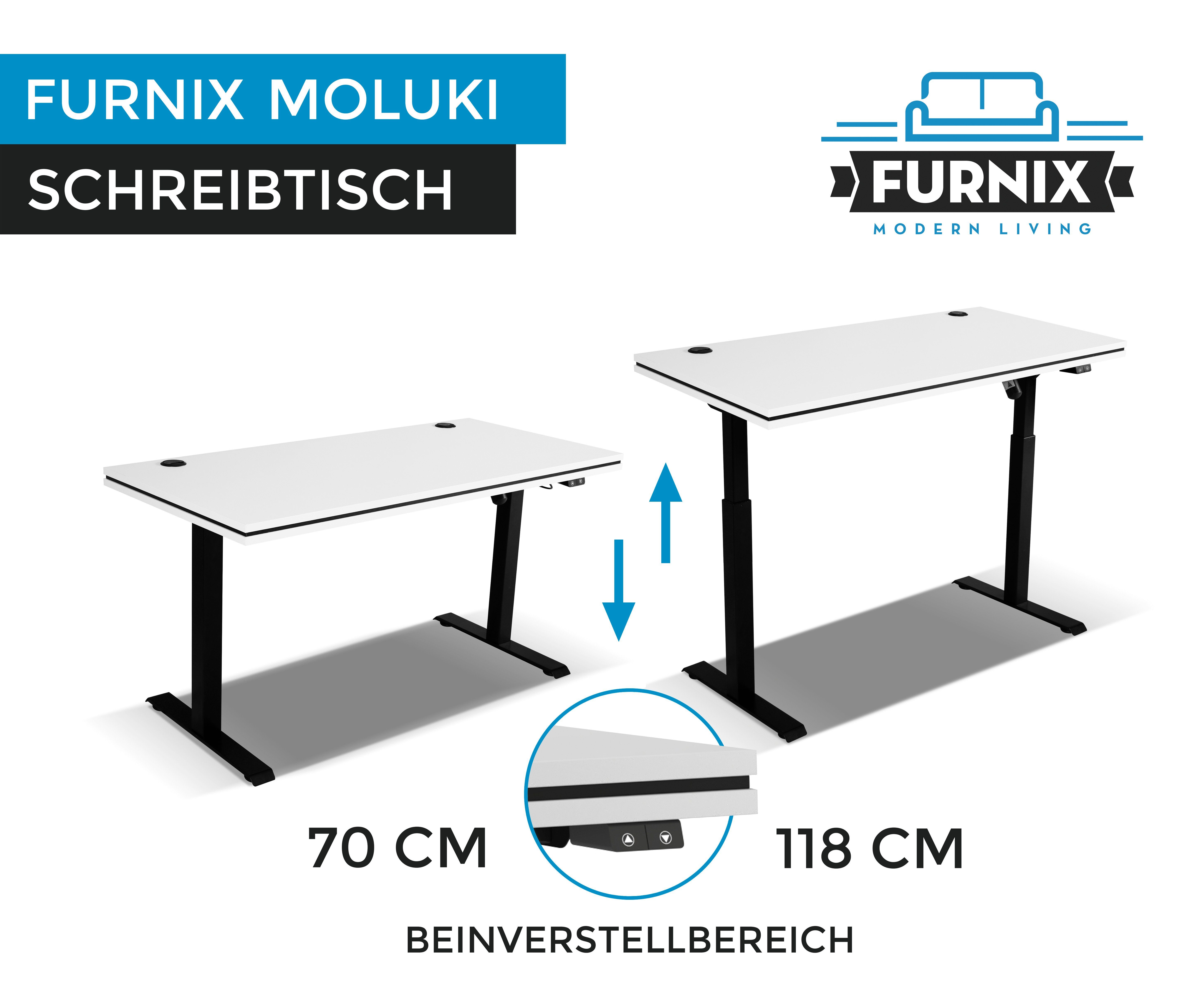 Furnix Schreibtisch elektrisch Kufenbeinen MOLUKI Büro 161, mit höhenverstellbar Steuermodul mit Hellgrau höheverstellbaren PC-Tisch elektrisch
