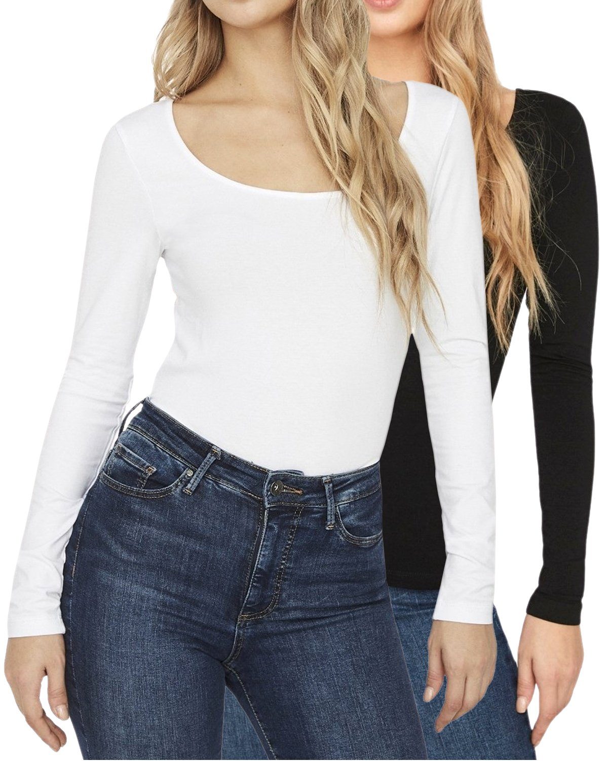 Vero Moda Langarmshirt (2er-Pack) Basic U-Neck günstig online kaufen