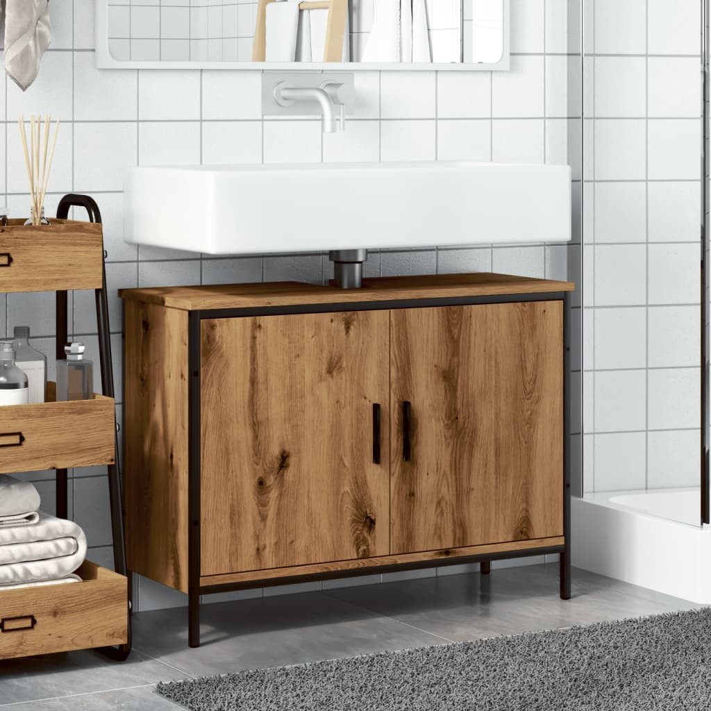 vidaXL Badezimmerspiegelschrank Waschbeckenunterschrank Artisan-Eiche 80x30 günstig online kaufen