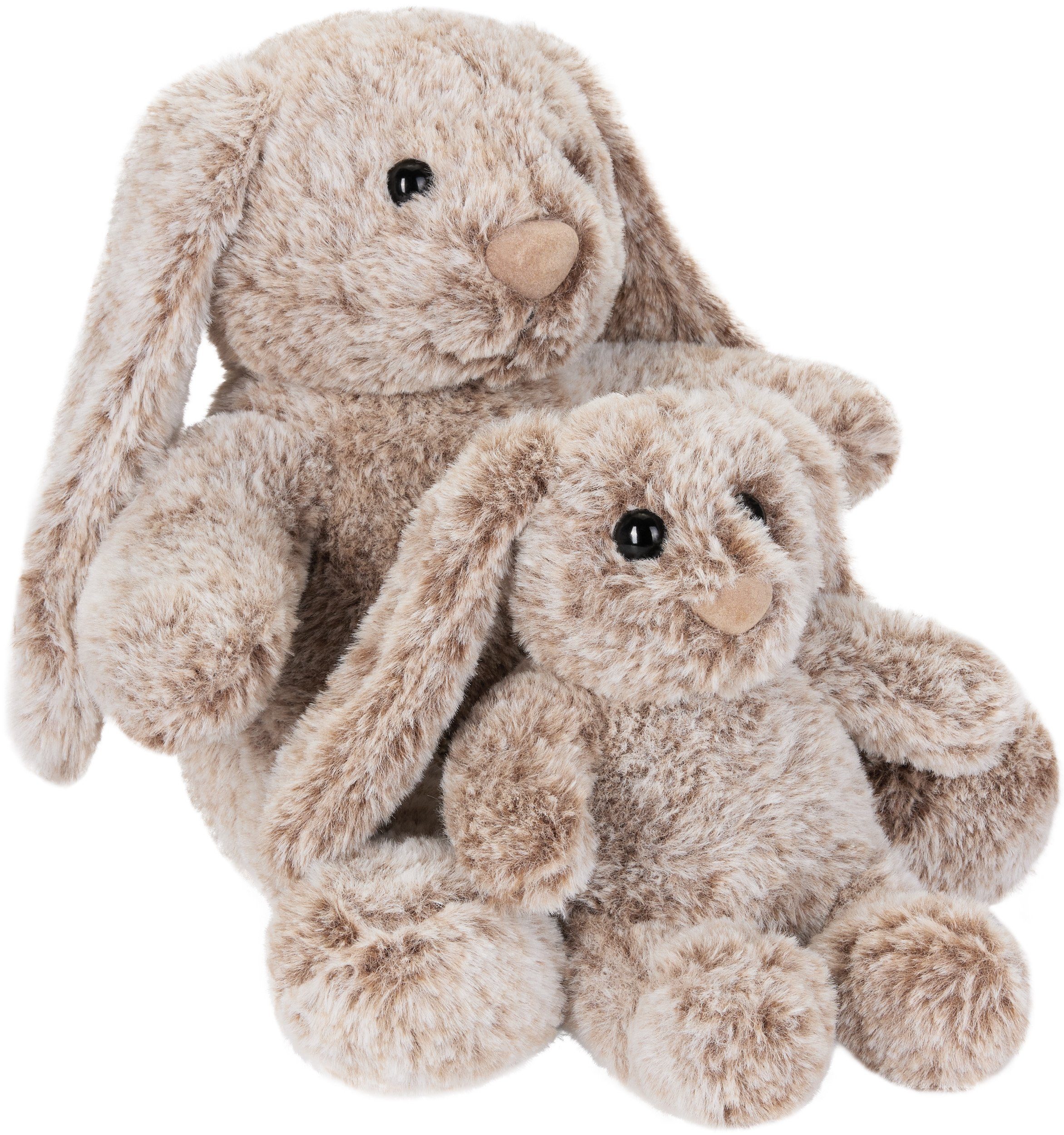 BRUBAKER Kuscheltier Hase + Babyhase mit Schlappohren Stofftier (Set, 2-St., Mama Hase + Baby), Schlappohrhasen Plüschtier für Kinder - Kuschelhase - Kuscheltier