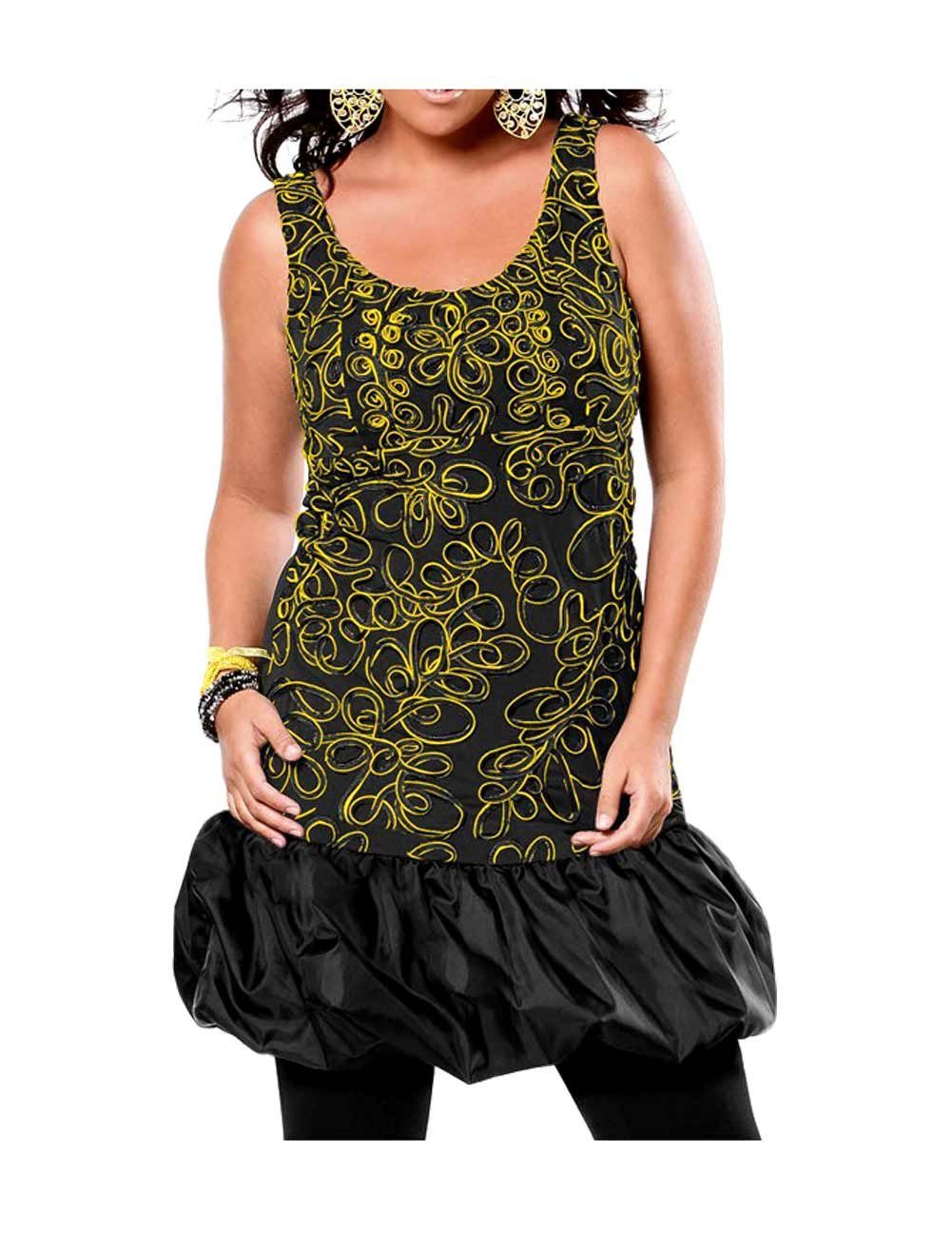 Kleid, M.i.mit schwarz-gelb M.i.m. heine Damen Shirtkleid