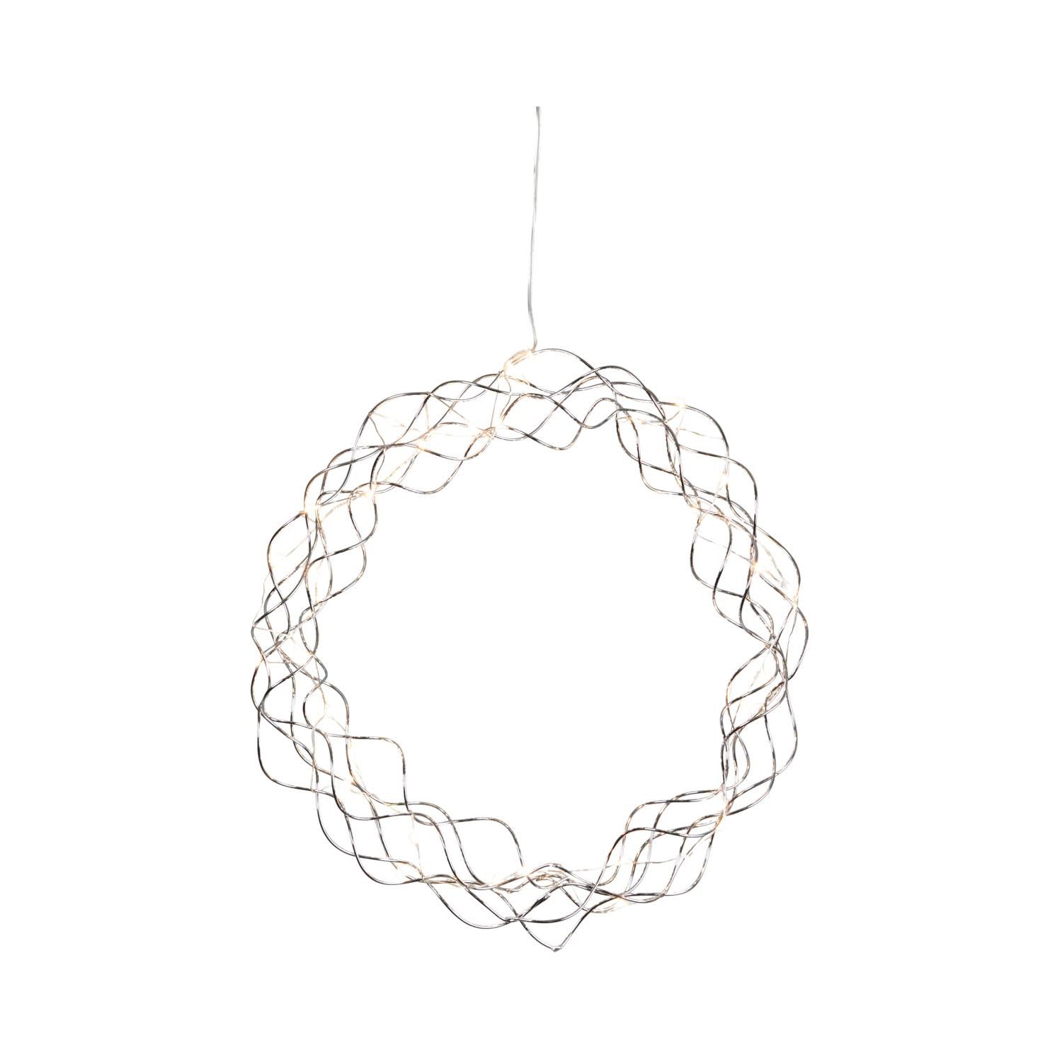 STAR TRADING Dekokranz Metallkranz Curly, Moderner LED Metallkranz,Curly', Hängeleuchte mit 30 LEDs, chrom, Ø 3